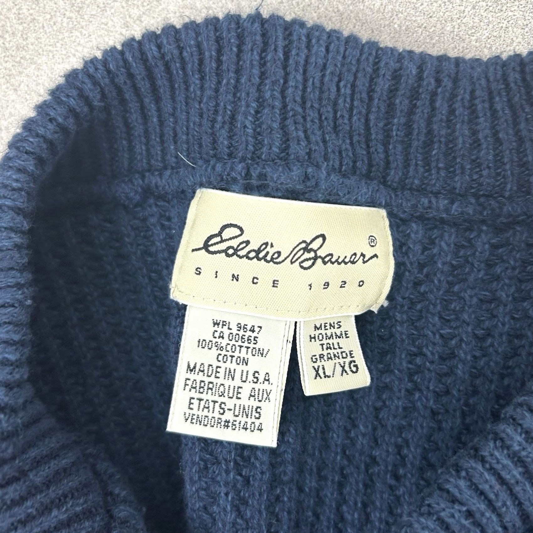 Eddie Bauer VINTAGE Eddie Bauer Sweater Mens XL Blue VTG Men Pullover Knit Fisherman Ribbed Henley USA Size US XL / EU 56 / 4 - 3 Thumbnail