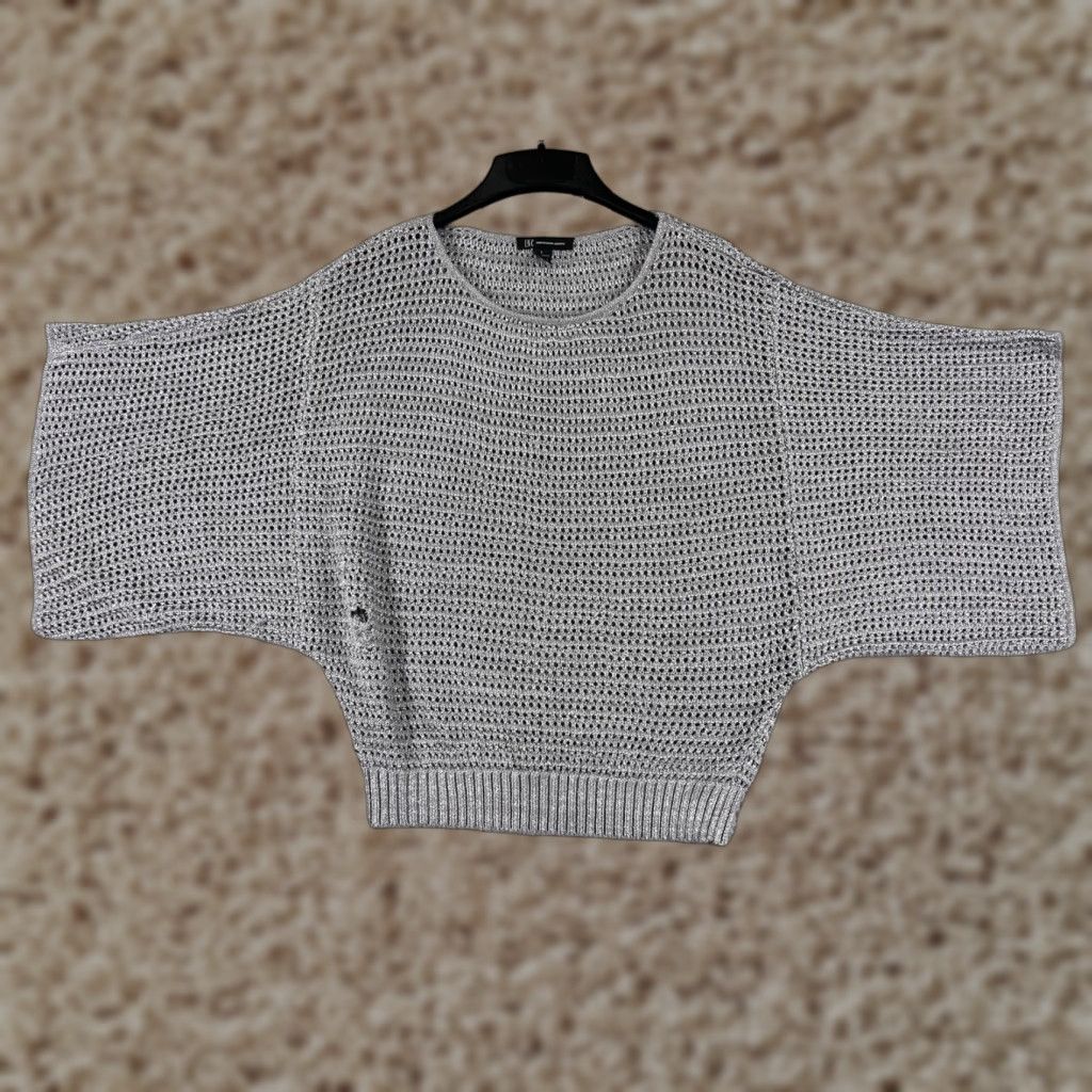Vintage INC International Concepts Sweater Women's Large Gray Chunky Knit Pullover Viscose Blend Long Sleeve Casual Workwear Menswear Size L / US 10 / IT 46 - 1 Thumbnail