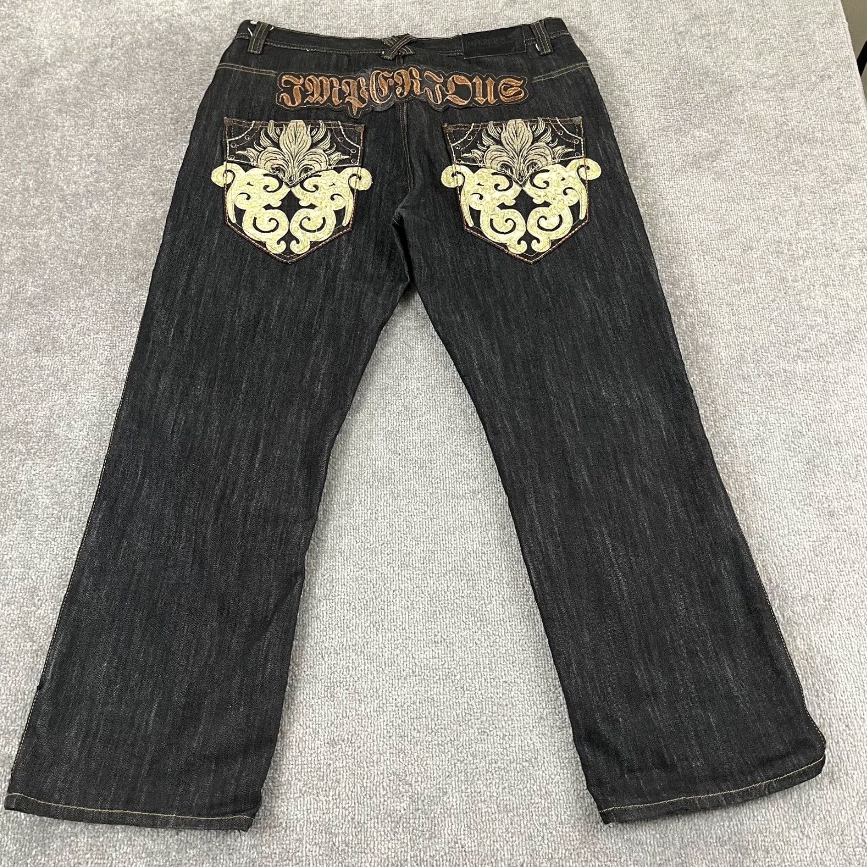 Vintage VINTAGE Imperious Delf Men’s Jeans 36x30 Straight Black Denim Hip Hop Y2K Size US 36 / EU 52 - 2 Thumbnail