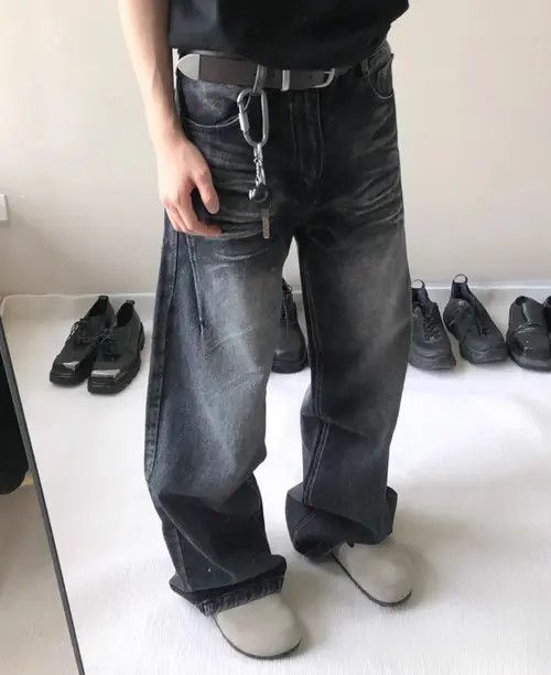 VIBE Black Baggy Washed Denim Jeans Size US 33 - 8 Thumbnail