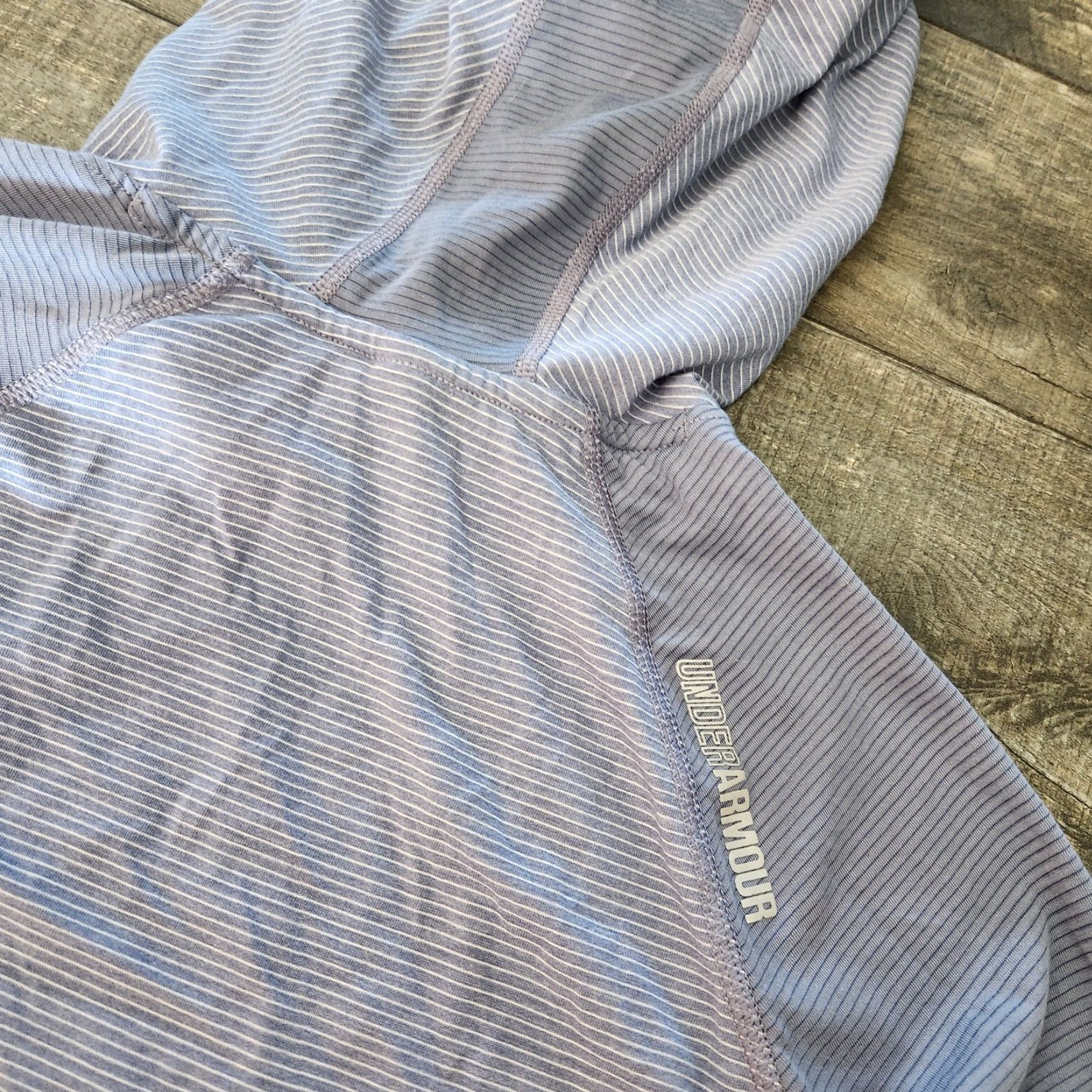 Under Armour Under Armour Run Cold Gear Hoodie Women M Thumb Holes Blue Striped Pocket Hoodie Size M / US 6-8 / IT 42-44 - 6 Thumbnail
