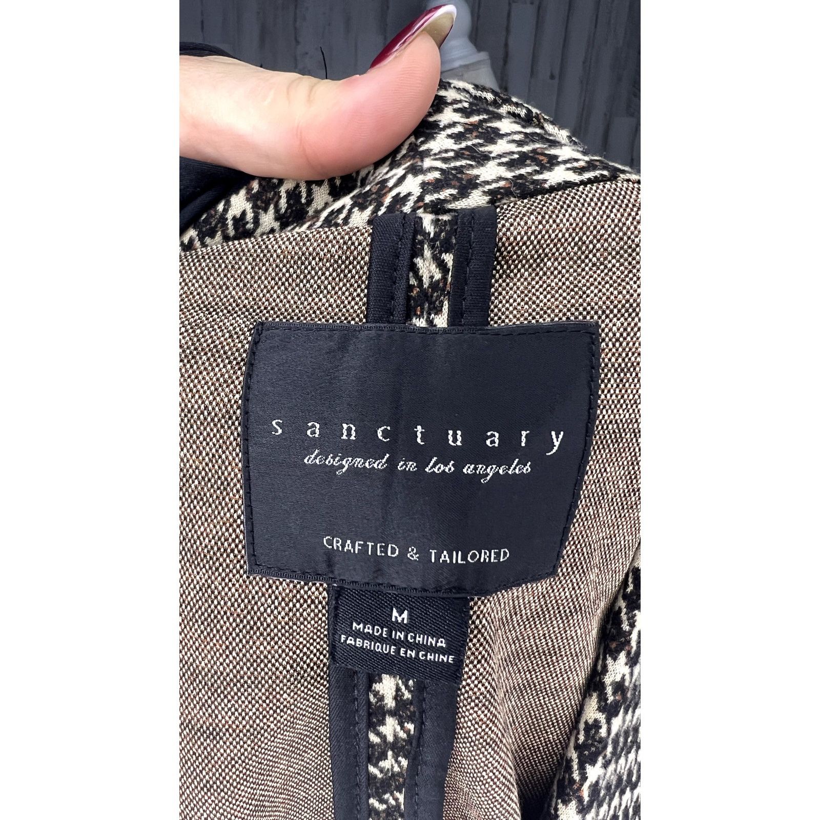 Sanctuary Sanctuary Women's Blazer Medium Multicolor Mini Houndstooth Size M / US 6-8 / IT 42-44 - 8 Thumbnail