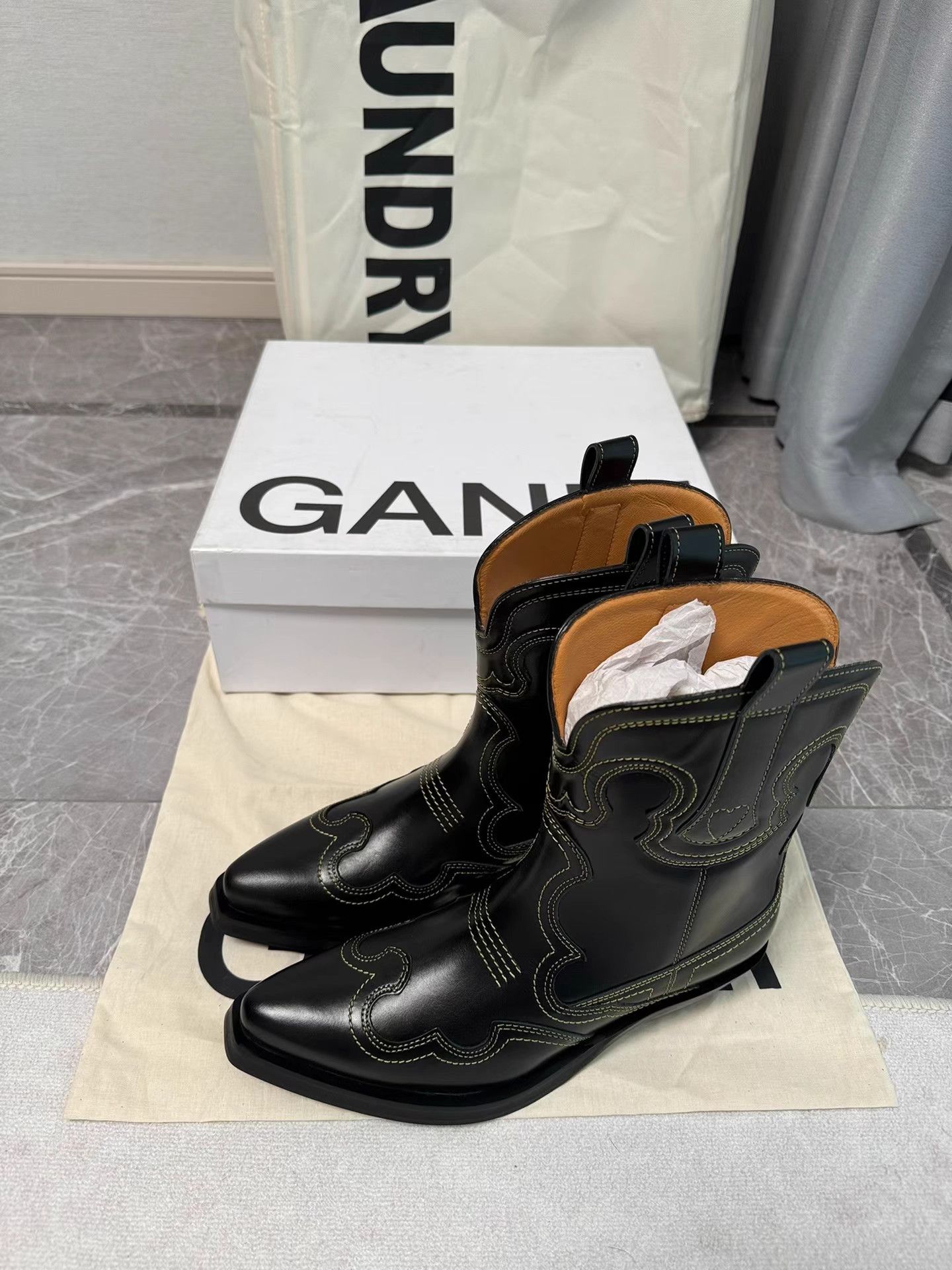 Ganni GANNI Black Western Boots K6 Size US 7 / IT 37 - 5 Thumbnail