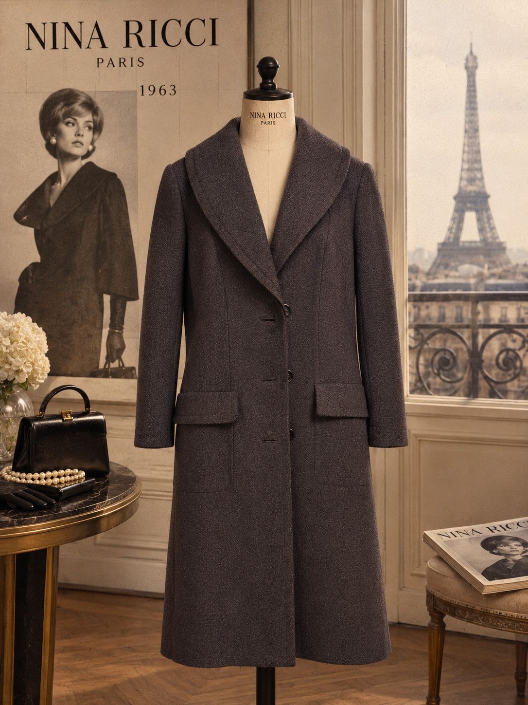 Nina Ricci 1960s Nina Ricci Mademoiselle Wool Coat Size M / US 6-8 / IT 42-44 - 1 Thumbnail