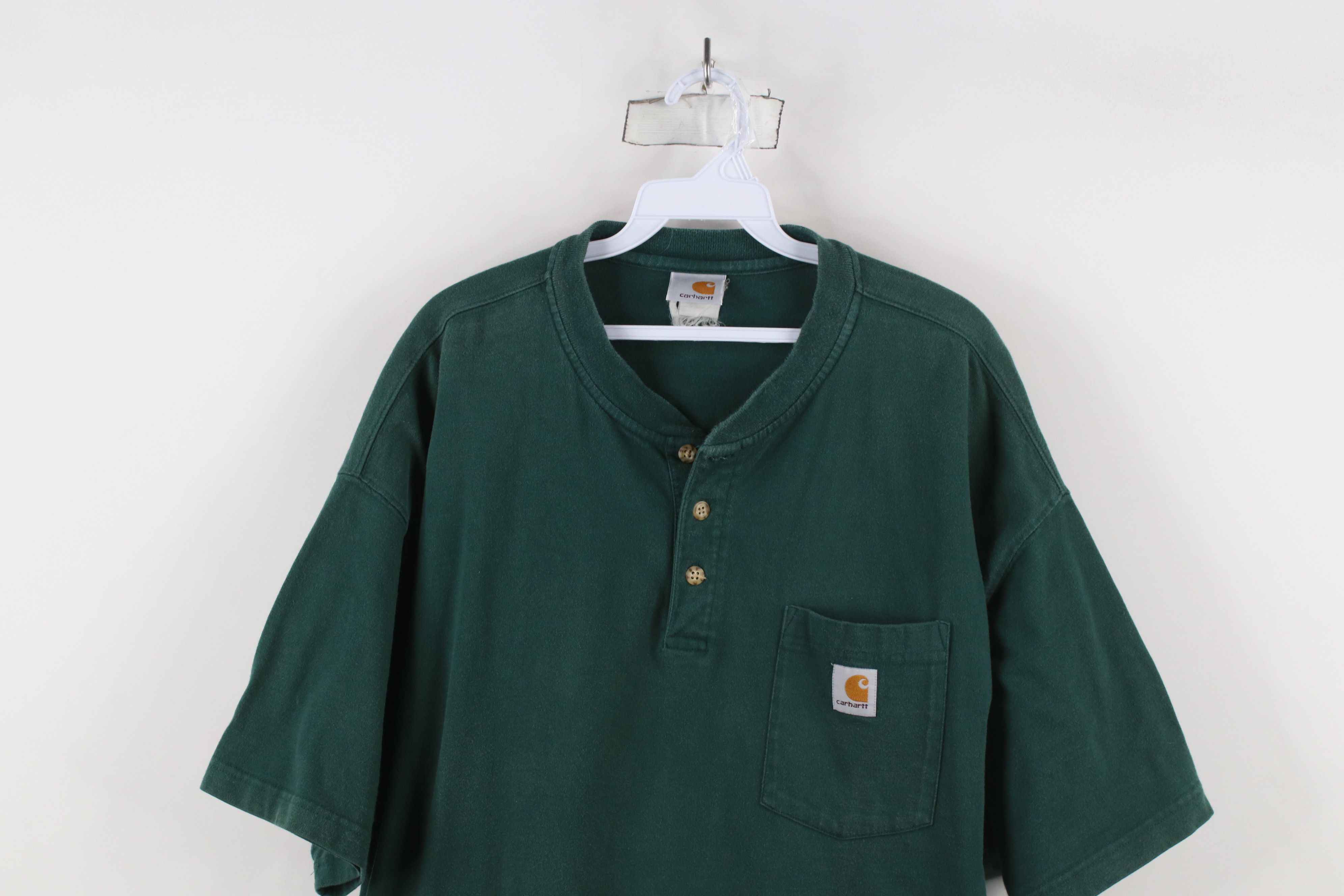 Carhartt × Vintage Vintage 90s Carhartt Spell Out Heavyweight Henley T-Shirt Size US XXL / EU 58 / 5 - 2 Thumbnail