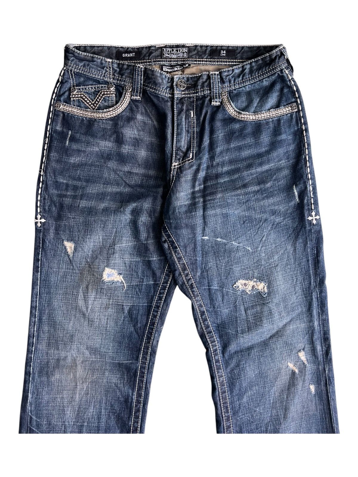 Affliction × JNCO Y2K Affliction Grant Premium Exclusive Buckle Baggy Jeans Size US 36 / EU 52 - 6 Thumbnail