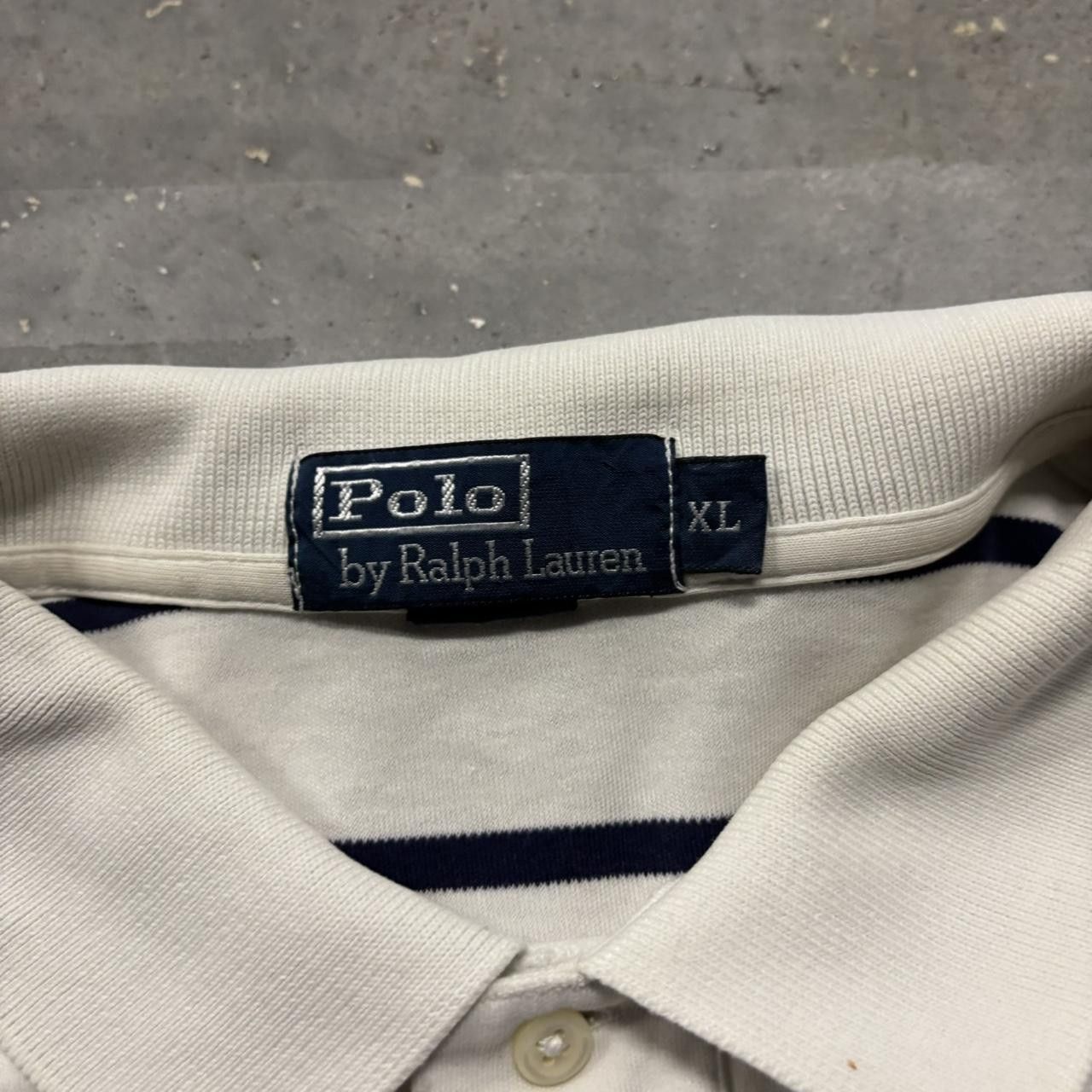 Polo Ralph Lauren × Vintage Crazy Vintage Y2K/2000s White Navy Blue Striped Polo Ralph Lauren Essential Polo Shirt! Size US XL / EU 56 / 4 - 4 Thumbnail