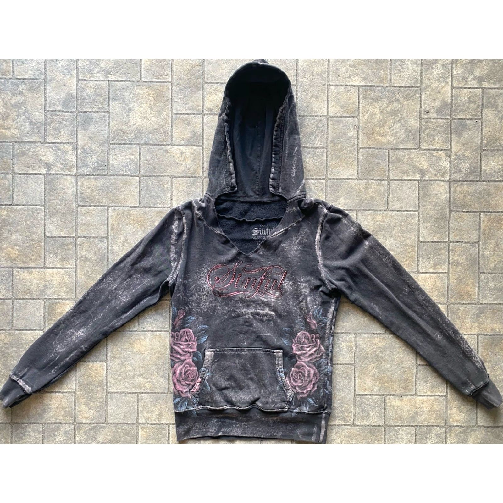Logo 7 Sinful Women’s Hoodie Pullover Size S Logo Roses Y2K Love Pride Heart Cross Multicolor Womens Size S / US 4 / IT 40 - 2 Thumbnail
