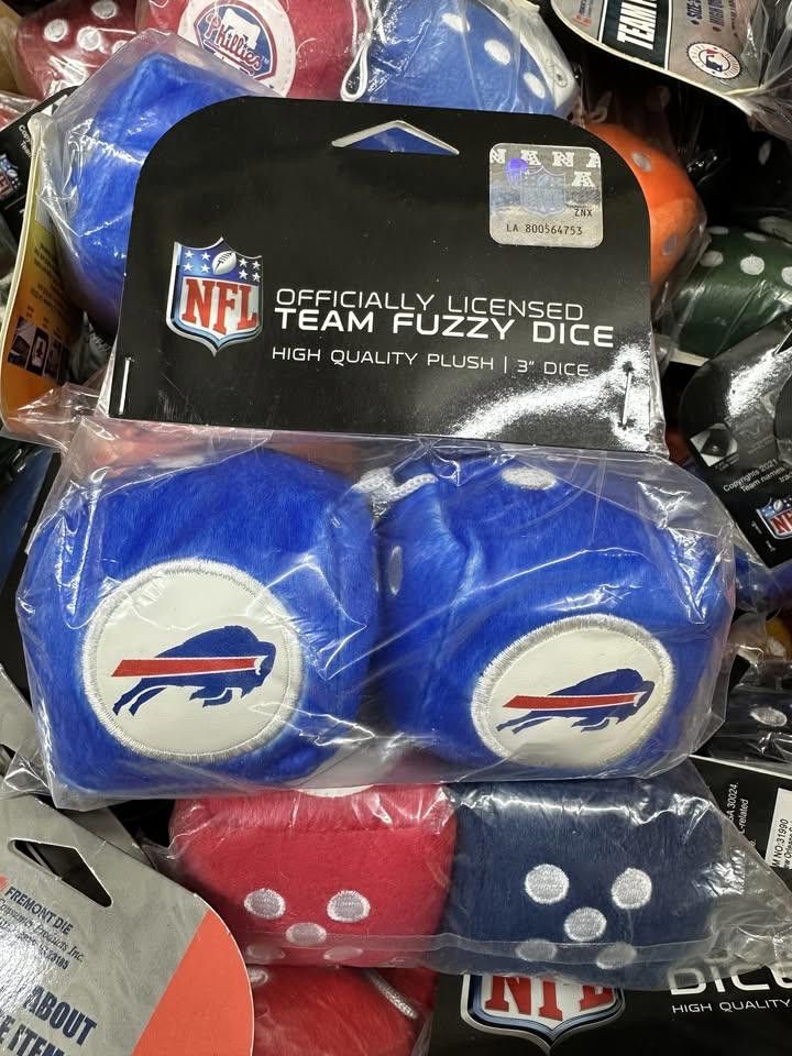 Designer Buffalo Bills Fuzzy Dice New NFL Size ONE SIZE - 2 Thumbnail