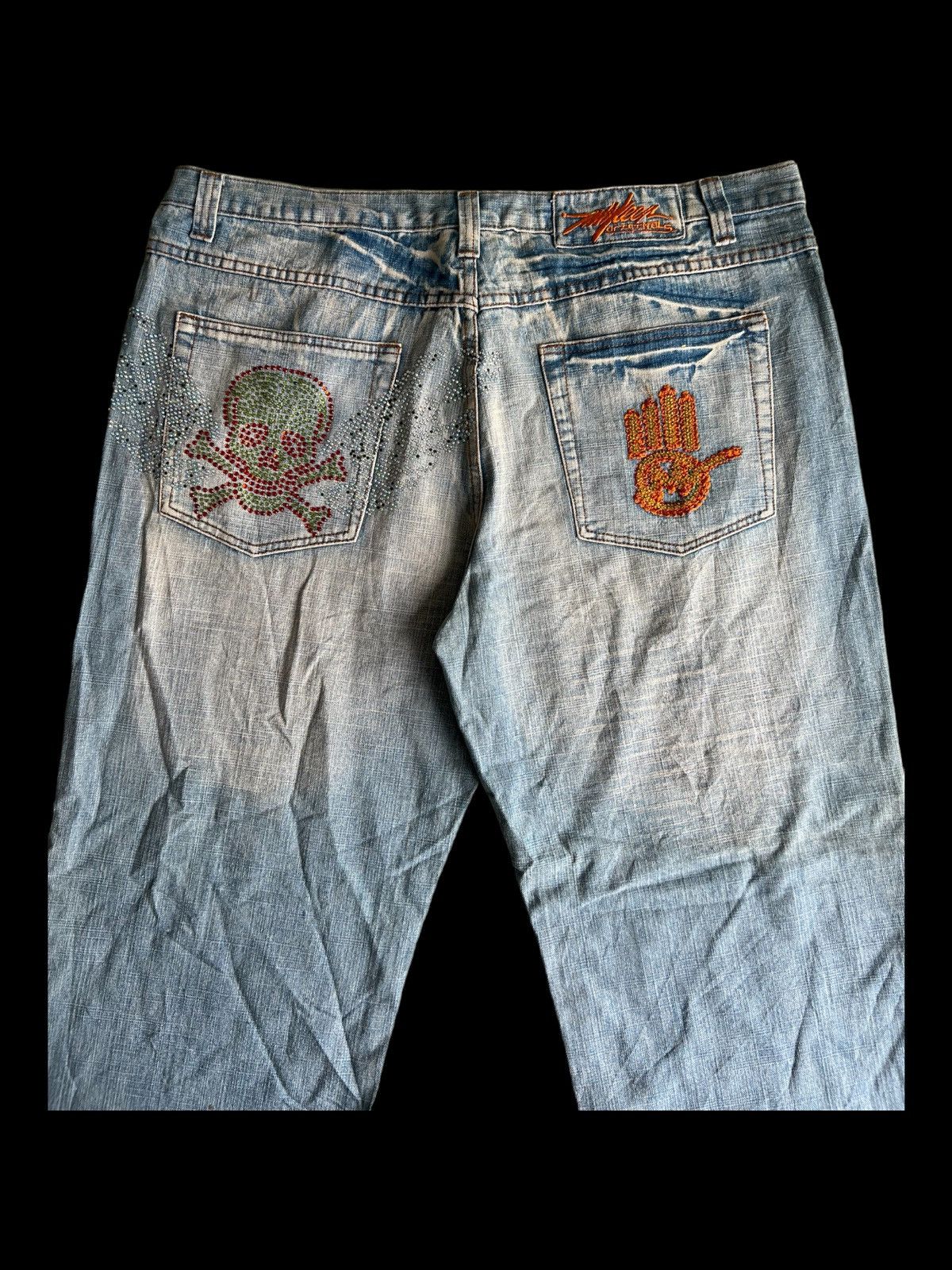 Ed Hardy Y2K Ed Hardy Style Skulls Swarovski Logo Pocket Baggy Jeans Size US 42 / EU 58 - 2 Thumbnail