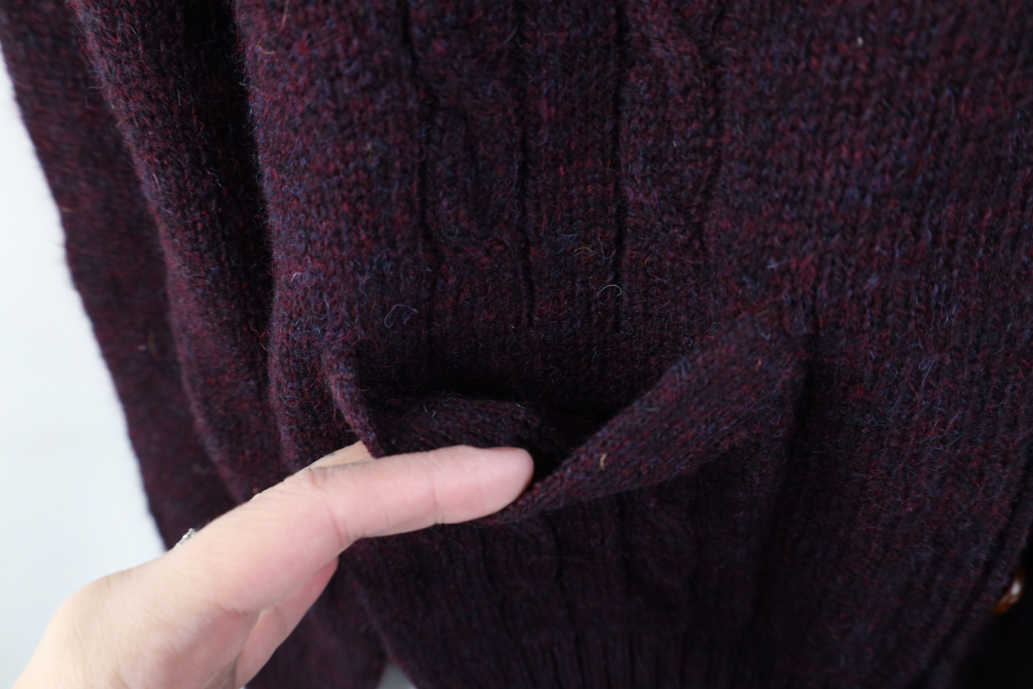 Vintage Vintage 90s Streetwear Cable Knit Cardigan Sweater Purple Size US XL / EU 56 / 4 - 5 Thumbnail