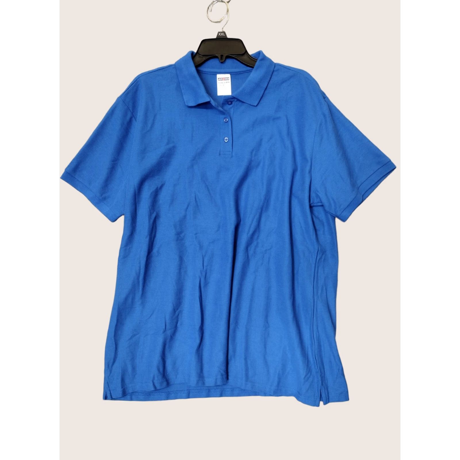 Jerzees Jerzees Polo Shirt Men Color Blue Size 3XL Shirt Regular Blue 3XL Polo Shirt Mens 80s 90s Easy Care Jersey Short Sleeve Cotton Blend Polyester Size US XXL / EU 58 / 5 - 1 Thumbnail