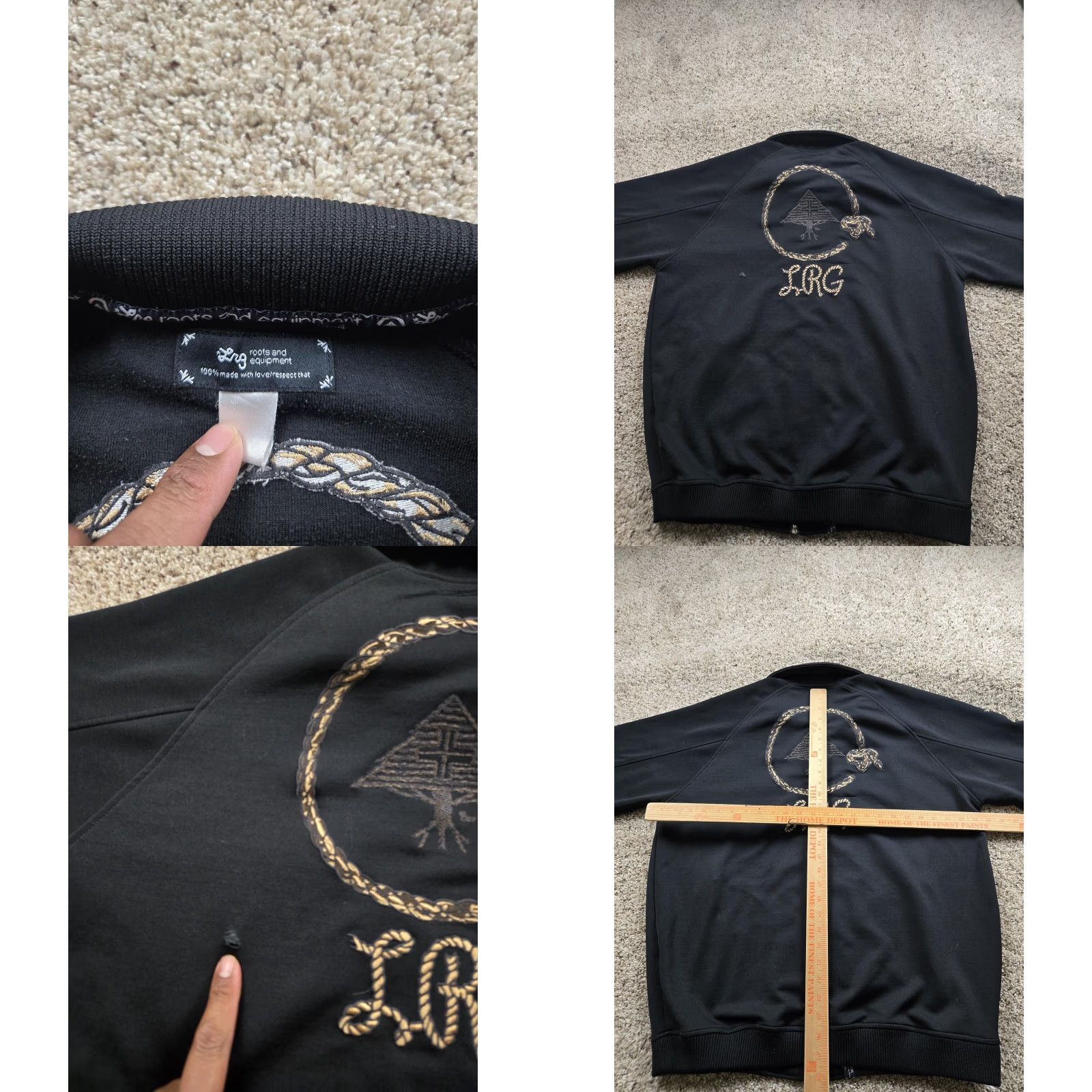 Roper LRG Jacket Mens XL Black Full Zip Rope Embroidered Track Jacket Size US XXL / EU 58 / 5 - 8 Thumbnail