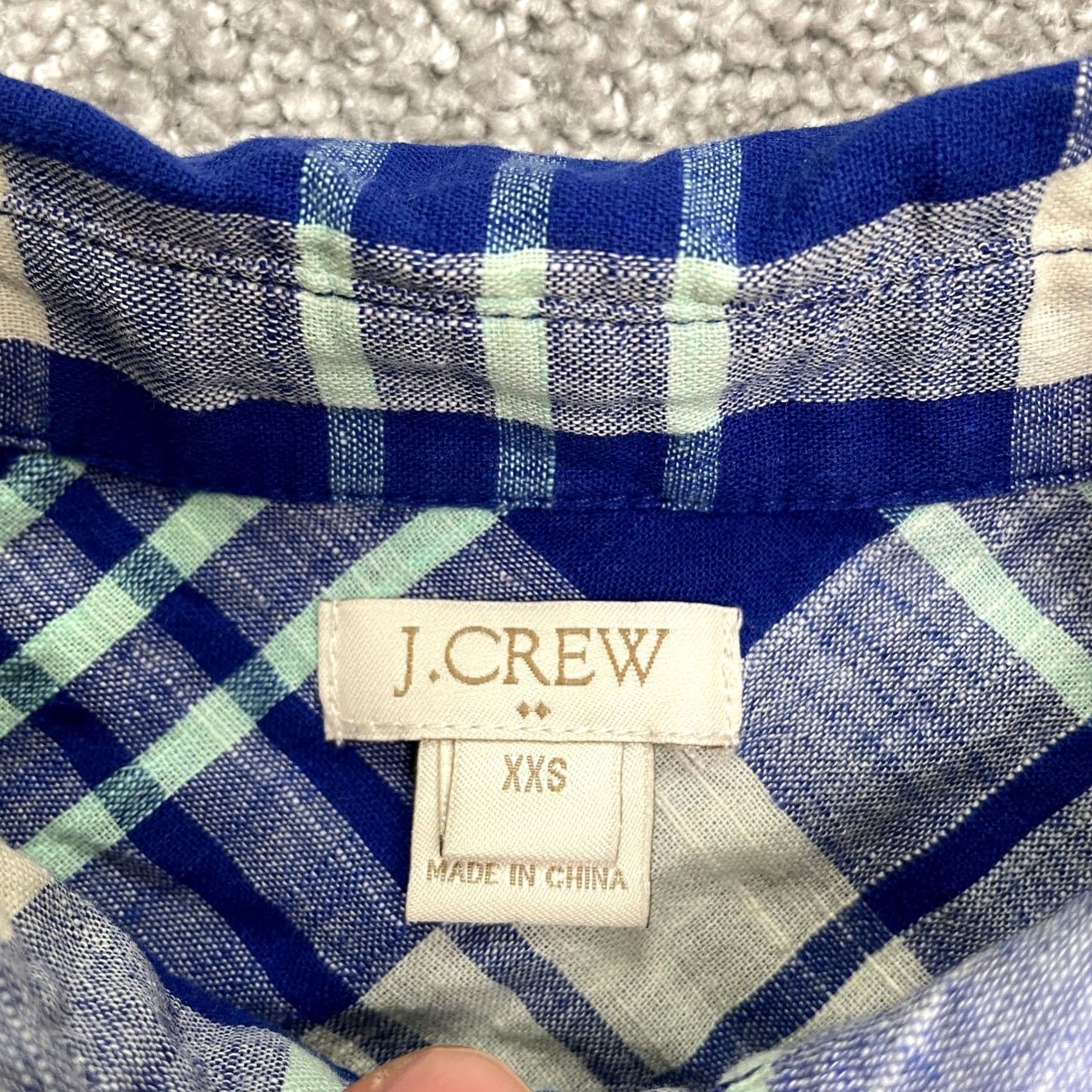 J.Crew J.Crew Shirt Womens XXS Blue White Plaid Button-Up Long Sleeve Cotton Top Size XXS / US 00 / IT 34 - 4 Thumbnail