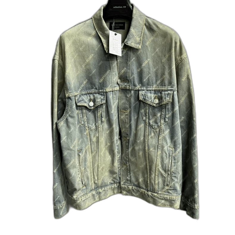 Balenciaga Balenciaga Yellow Logo Denim Jacket Size S-2505 Size US S / EU 44-46 / 1 - 1 Thumbnail