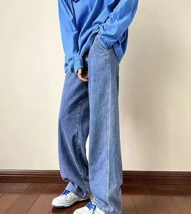 Japanese Brand Blue Color Straight Denim Baggy Pant Size US 30 / EU 46 - 6 Thumbnail
