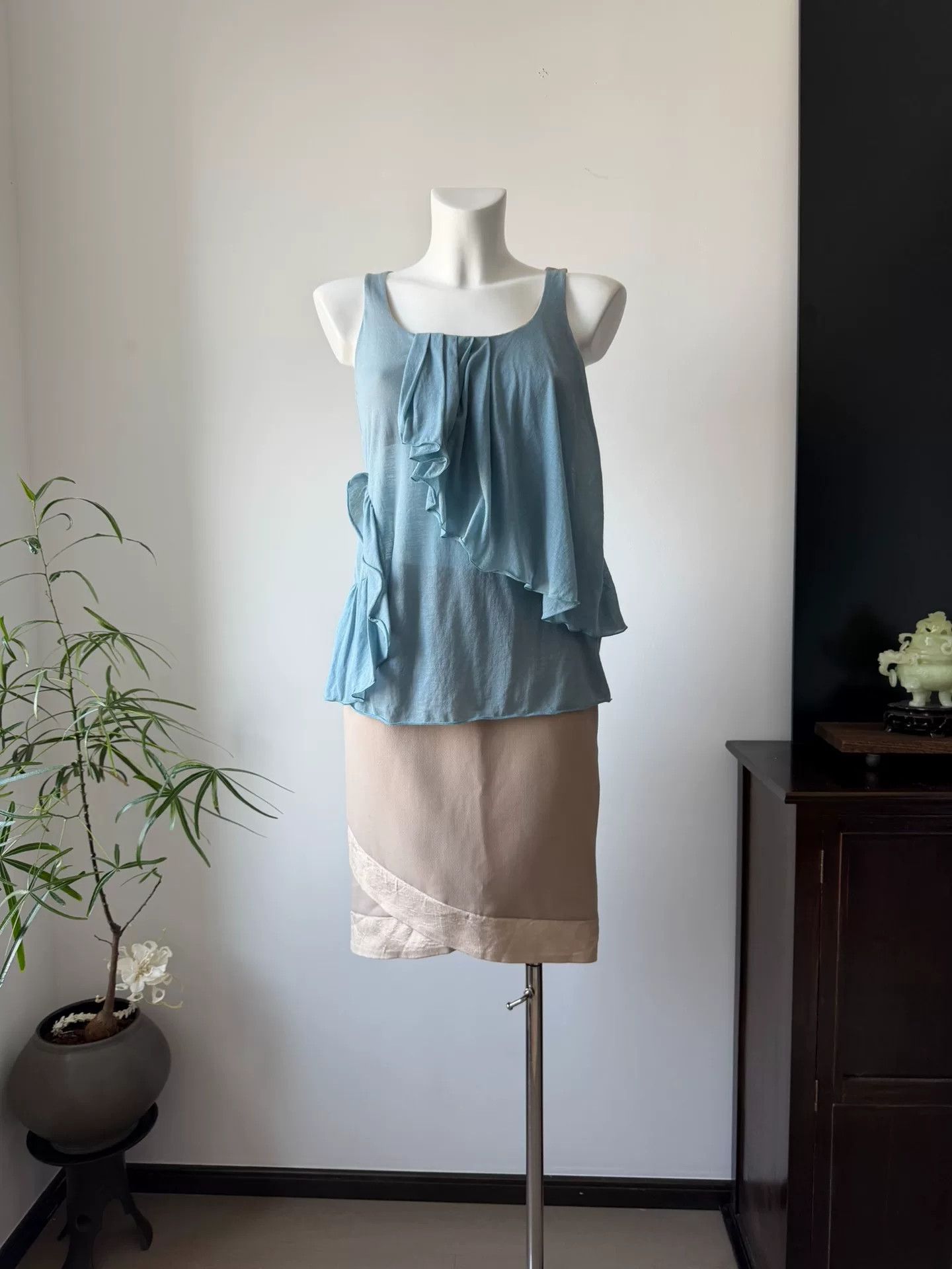 Sportmax SPORTMAX Light Blue Irregular Camisole Size M / US 6-8 / IT 42-44 - 1 Thumbnail