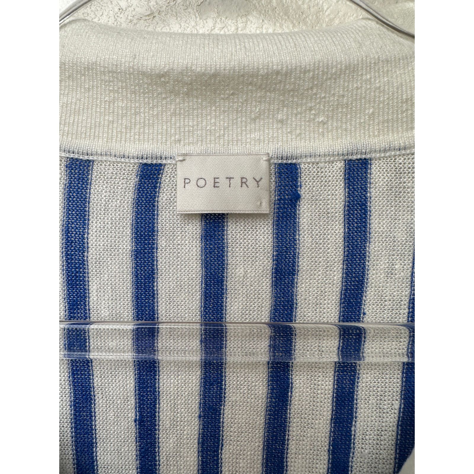 Other Poetry Ivory Blue Stripe Collared V-Neck Boxy Sweater US 12 Size XL / US 12-14 / IT 48-50 - 7 Thumbnail