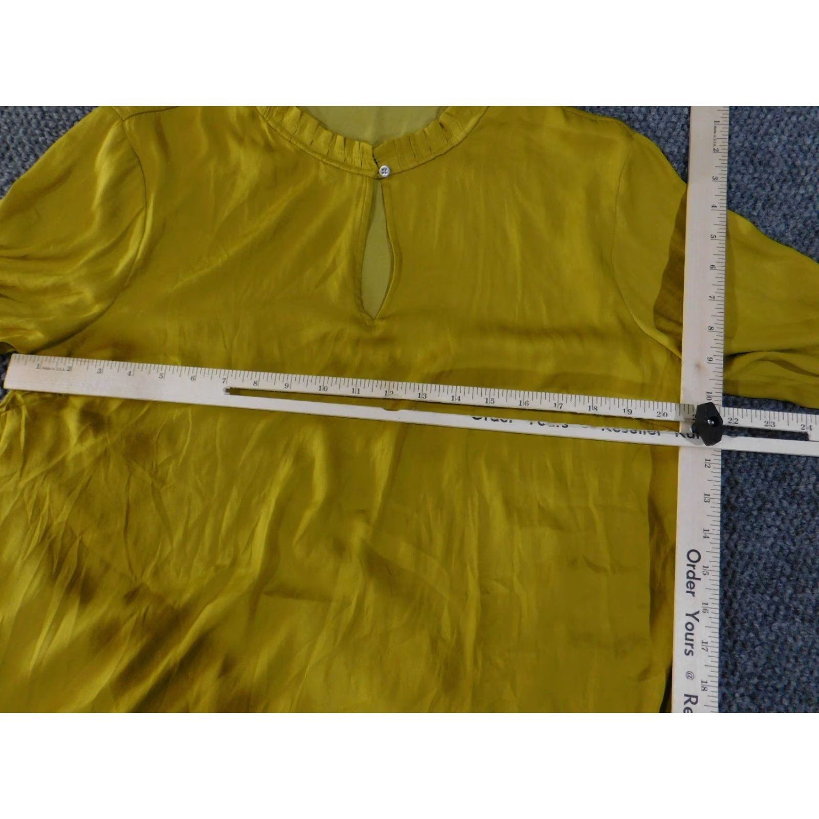 Ann Taylor LOFT blouse womens Large yellow peplum long sleeve boho Shirt Womens L Yellow Casual Loft Blouse Size L / US 10 / IT 46 - 3 Thumbnail