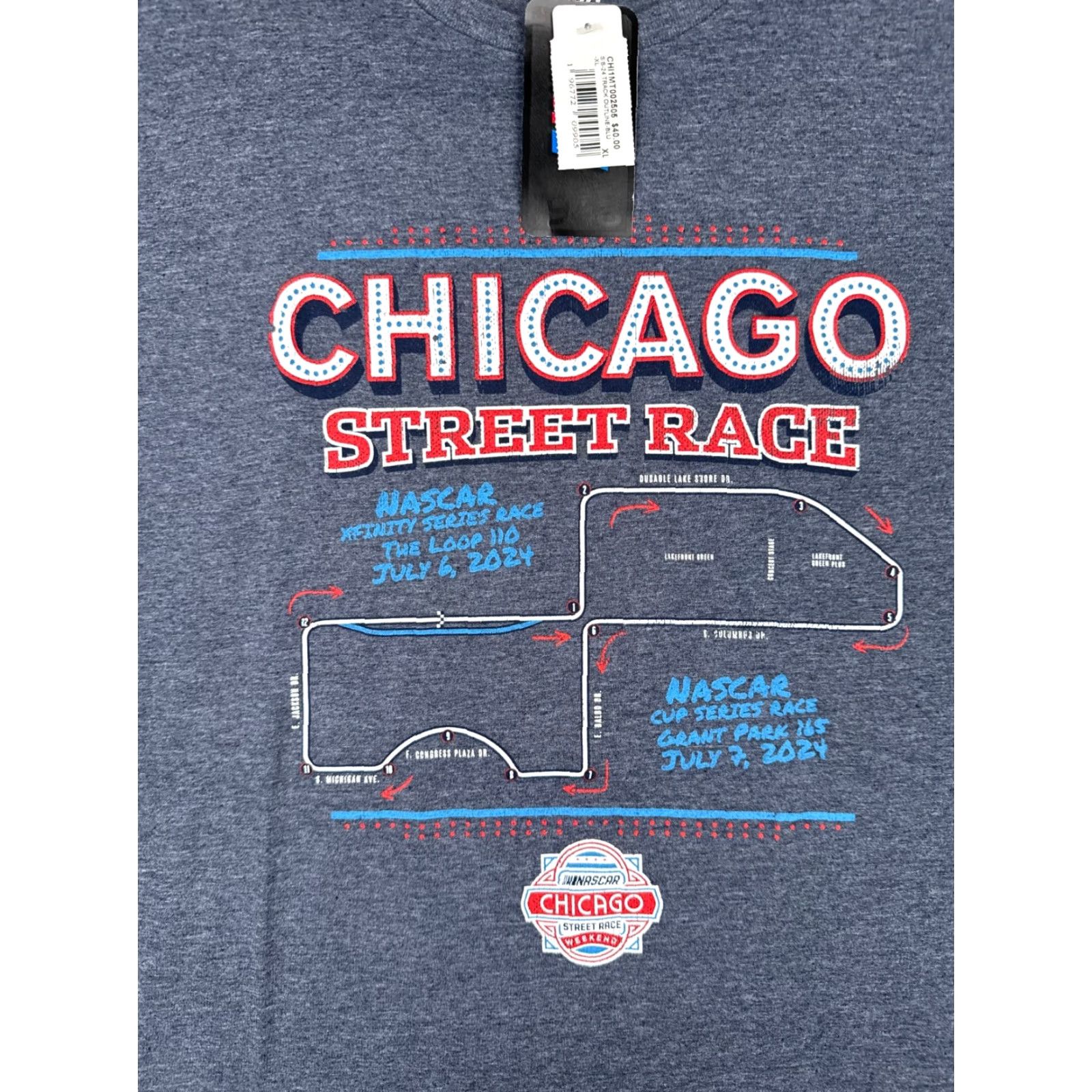 NASCAR Nascar Chicago Street Race Shirt Adult XL Blue Heather Logo T-Shirt Men Cars Racing All Seasons Size US XL / EU 56 / 4 - 6 Thumbnail