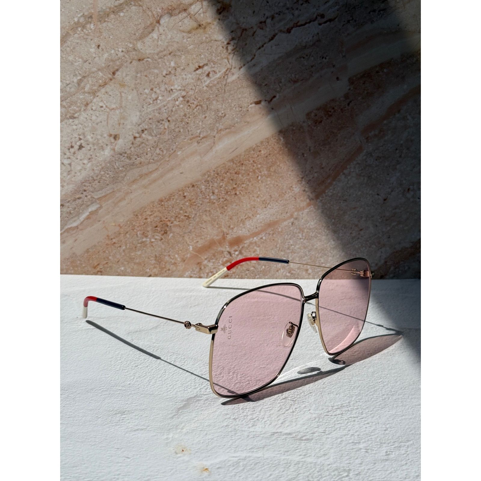 Gucci NEW Gucci GG0394S Gold Pink Lens Sunglasses RARE Size ONE SIZE - 8 Thumbnail