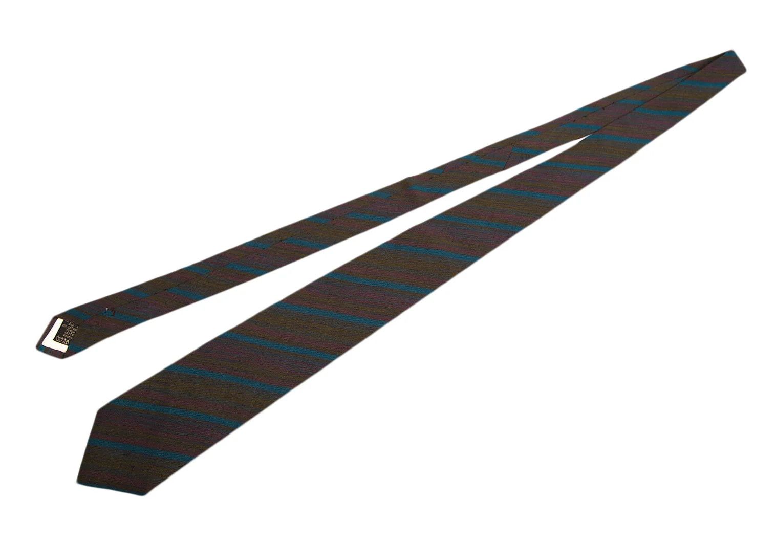 Dries Van Noten Silk Cotton Bias Stripe Tie in Khaki and Others Size ONE SIZE - 2 Thumbnail