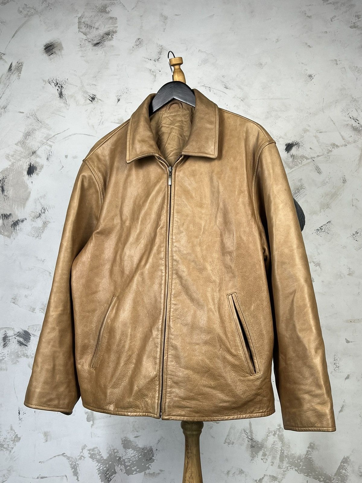 Vintage Vintage Leather Zip Jacket Size 50 M - L Size US L / EU 52-54 / 3 - 2 Thumbnail