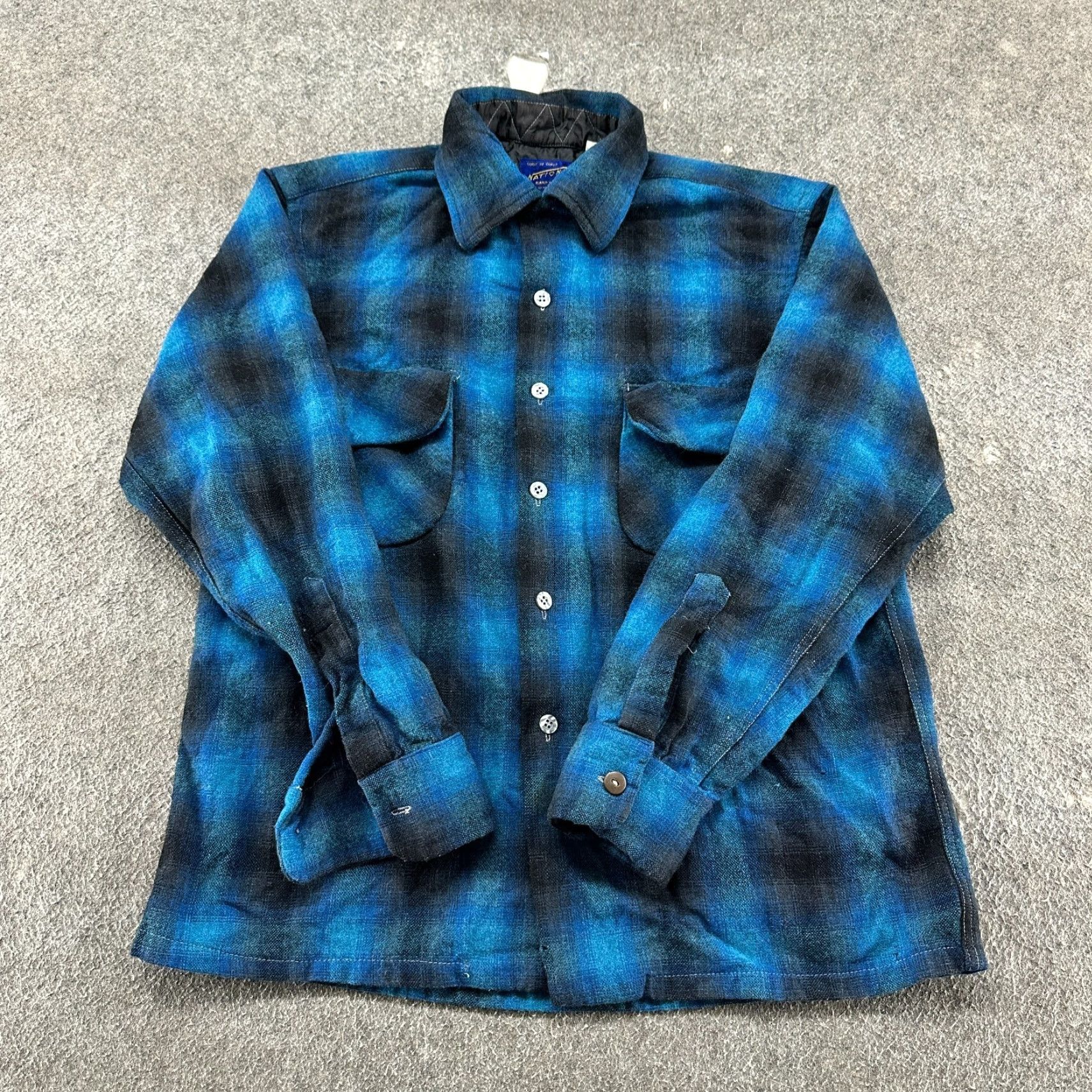 Vintage VINTAGE National Plaid Shirt Mens S Blue Wool 60s 70s Button-Up Collared Long Sleeve Family? (adapt) Size US S / EU 44-46 / 1 - 2 Thumbnail