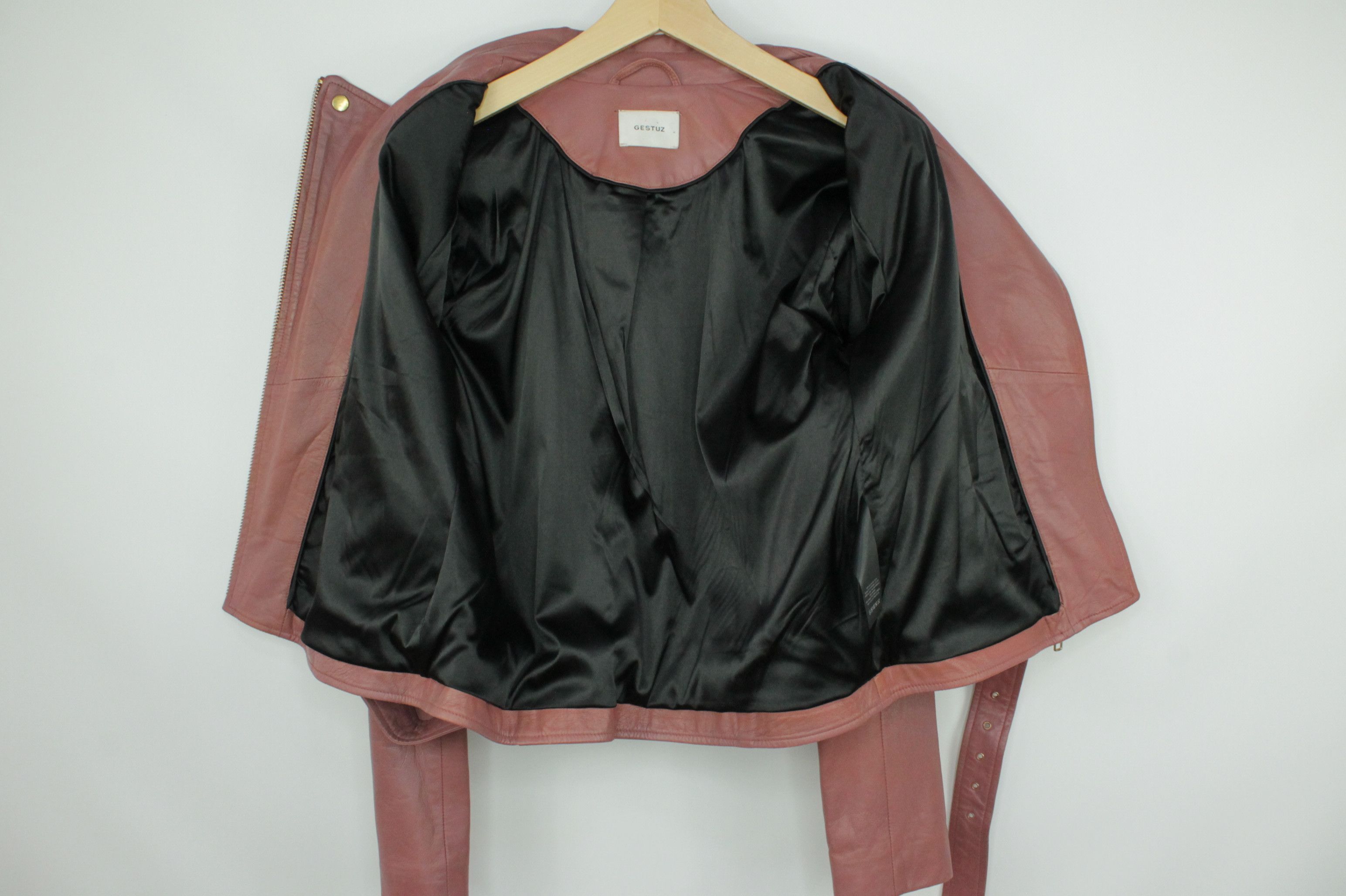 Gestuz Gestuz Edelly Colar Leather Biker Women's Belted Jacket Size L / US 10 / IT 46 - 8 Thumbnail
