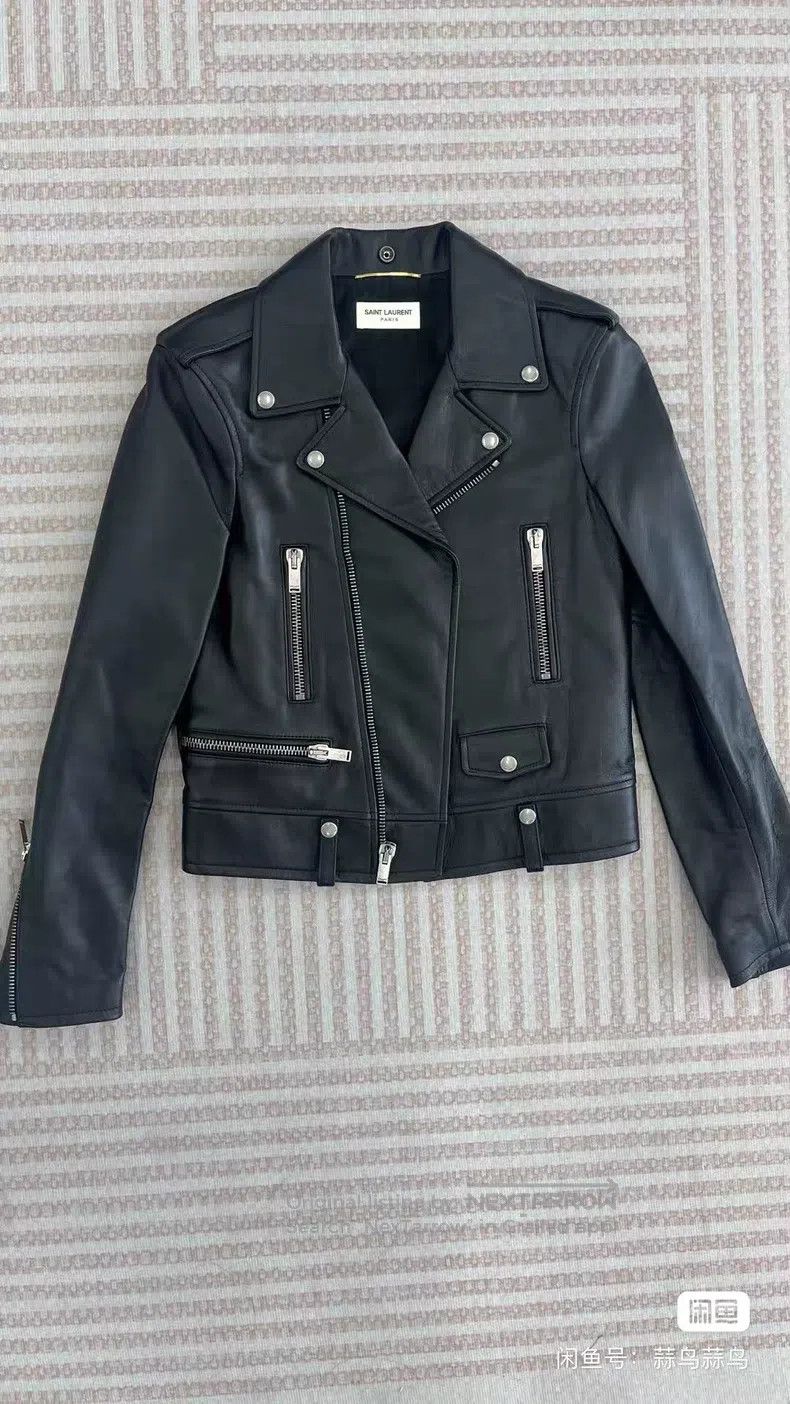 Saint Laurent Paris Saint Laurent Paris Black Genuine Leather Biker Jacket Size XS / US 0-2 / IT 36-38 - 1 Thumbnail