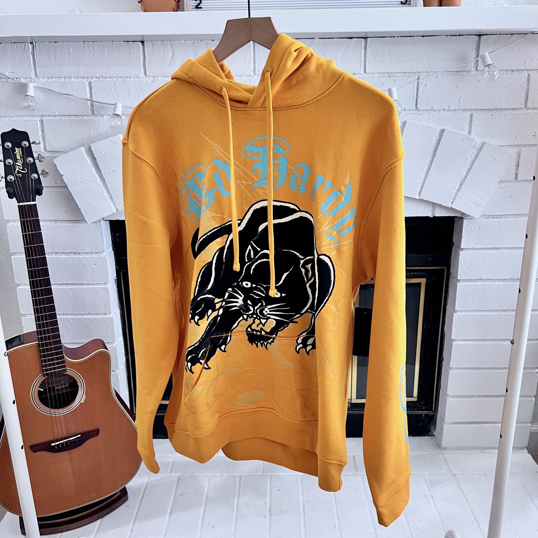 Ed Hardy Don Ed Hardy Black Panther Logo Yellow Hoodie - Large Size US L / EU 52-54 / 3 - 1 Thumbnail