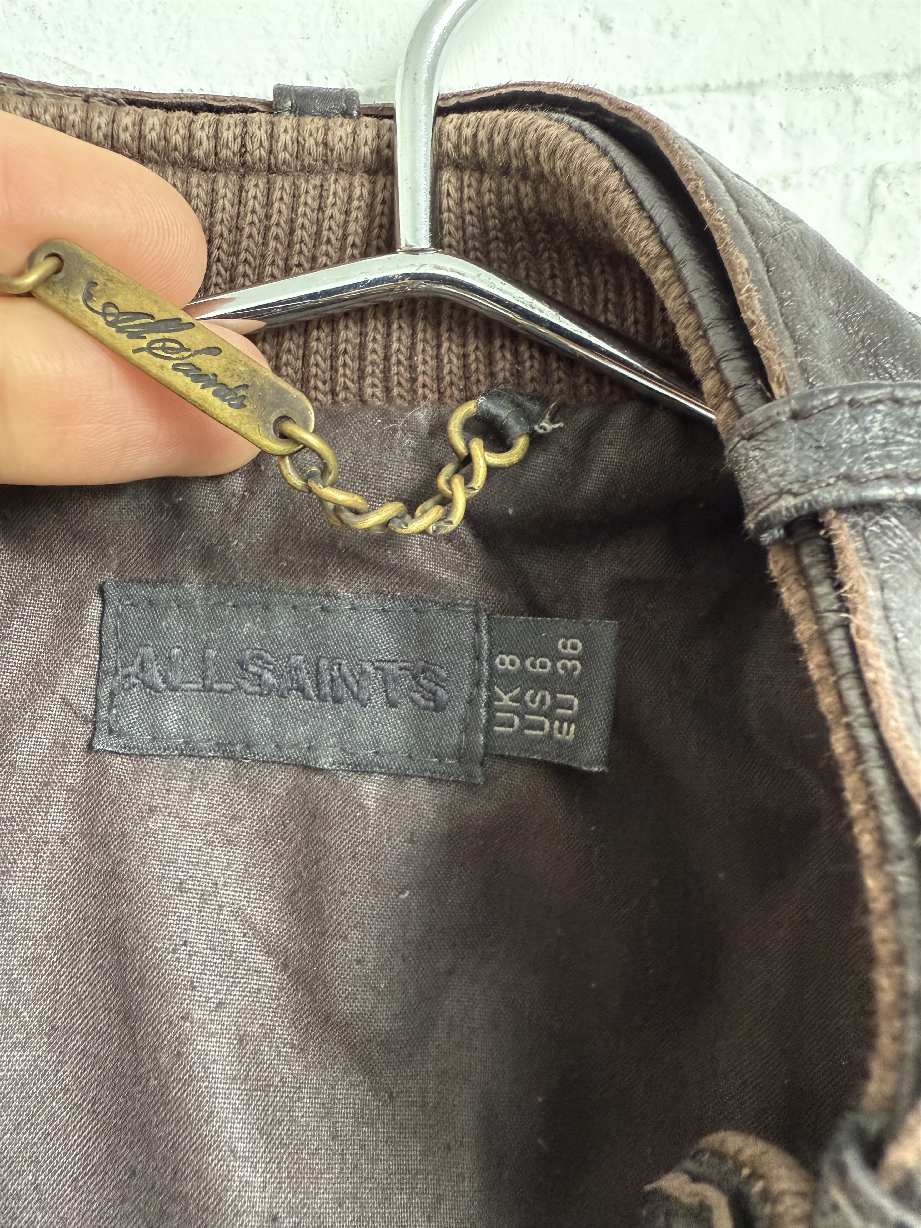 Allsaints × Vintage Vintage 2000s y2k Allsaints brown leather jacket Size XS / US 0-2 / IT 36-38 - 4 Thumbnail