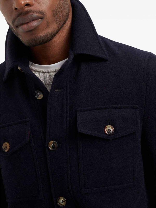 Brunello Cucinelli o1w1db10226 Rev Wr Cash Outerwear in Navy Blue Size US L / EU 52-54 / 3 - 4 Thumbnail