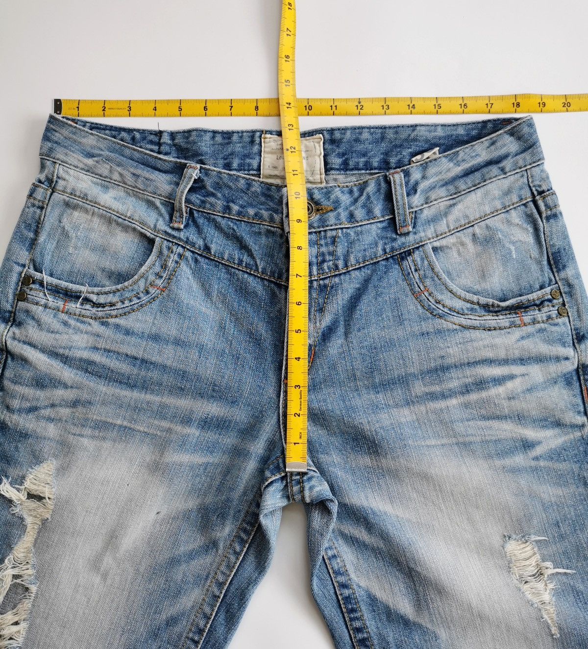 Kapital Lolita Studded Zipper Distressed Washed Blue Denim Jeans Size US 37 - 8 Thumbnail