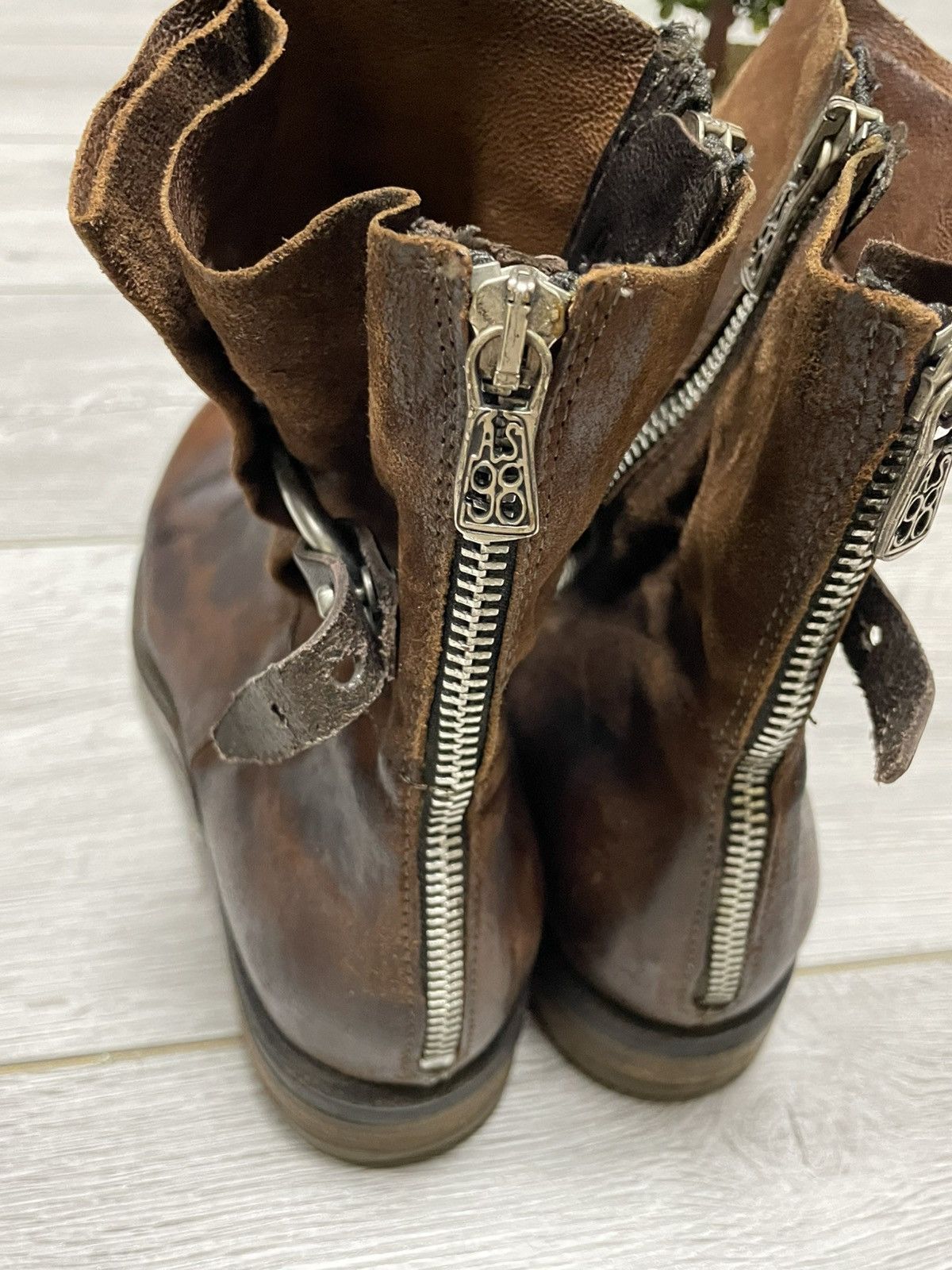 A.S.98 AS98 stitched engineered leather zip high boots eb0 Size US 9 / IT 39 - 10 Thumbnail