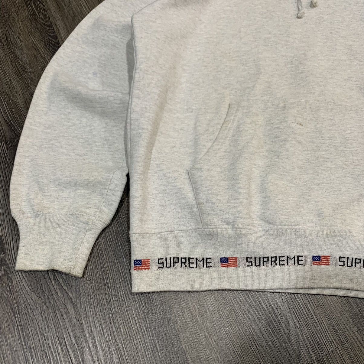 Supreme Supreme FW15 Logo Rib Hooded Sweatshirt Grey Size US XL / EU 56 / 4 - 5 Thumbnail