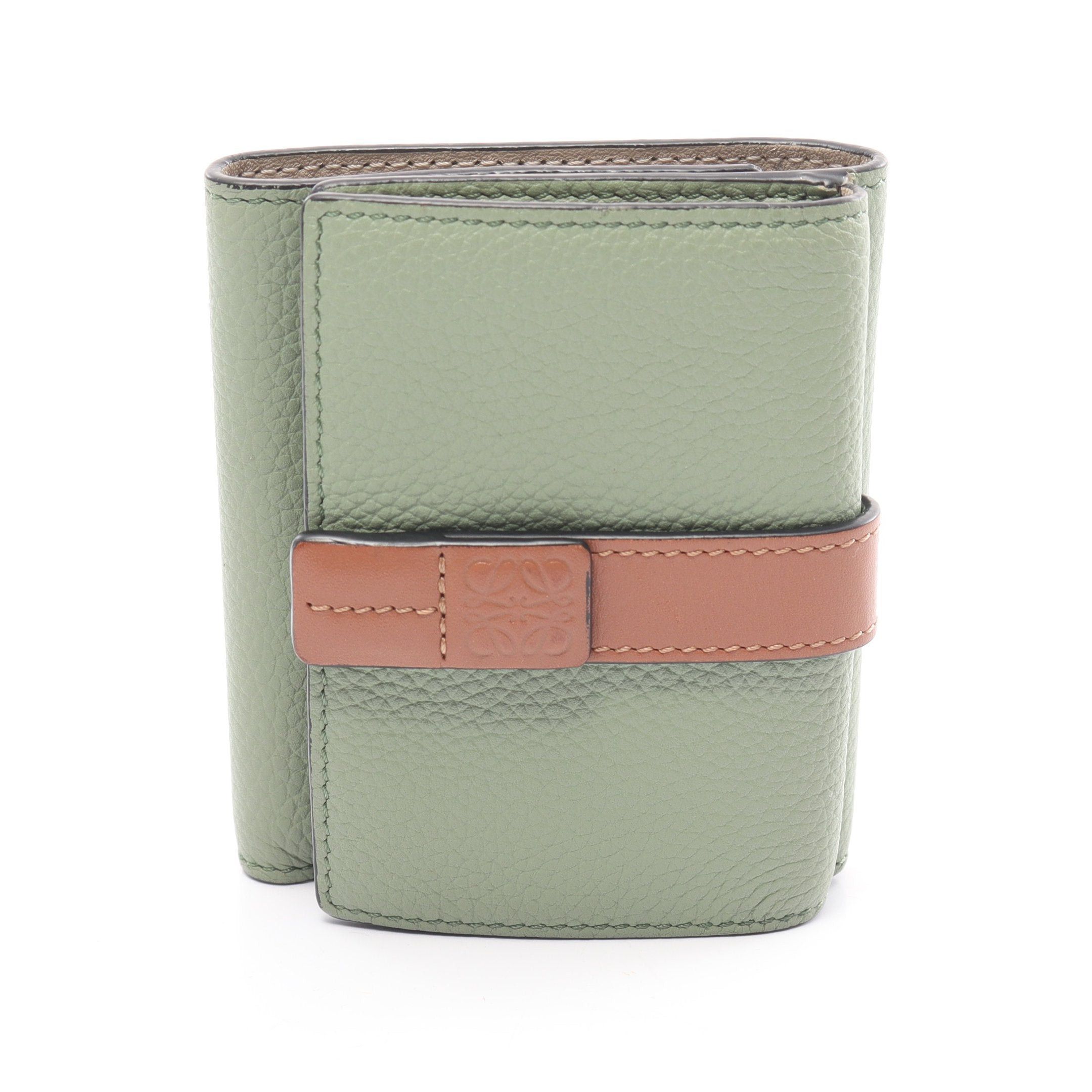 image of Loewe Trifold Wallet Trifold Wallet Compact Wallet Leather Light Green Brown, Women's