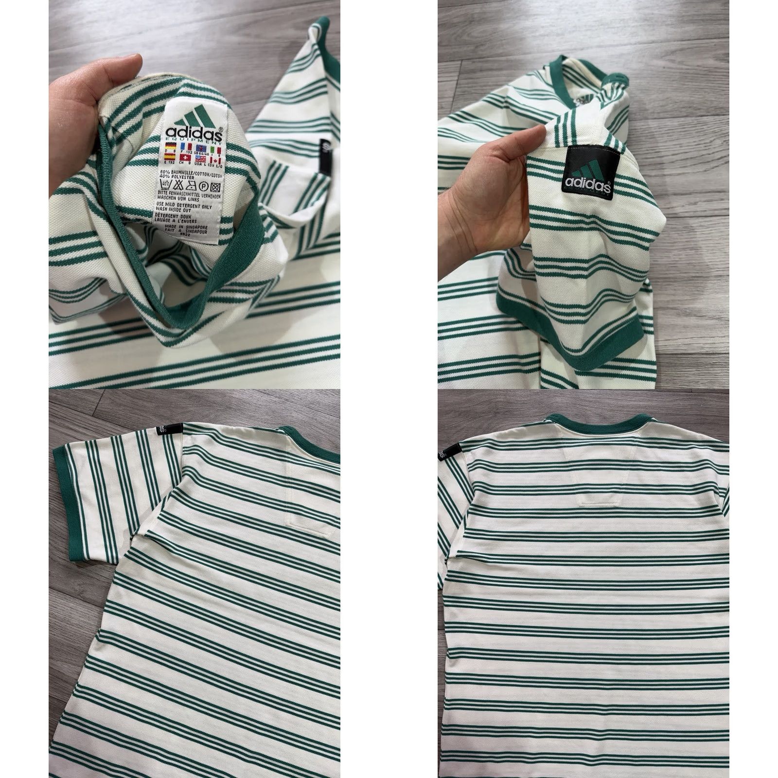 Adidas Adidas Equipment Vintage 90s Striped Short Sleeve T-Shirt White Green Size L Mens T-Shirt Size US L / EU 52-54 / 3 - 9 Thumbnail
