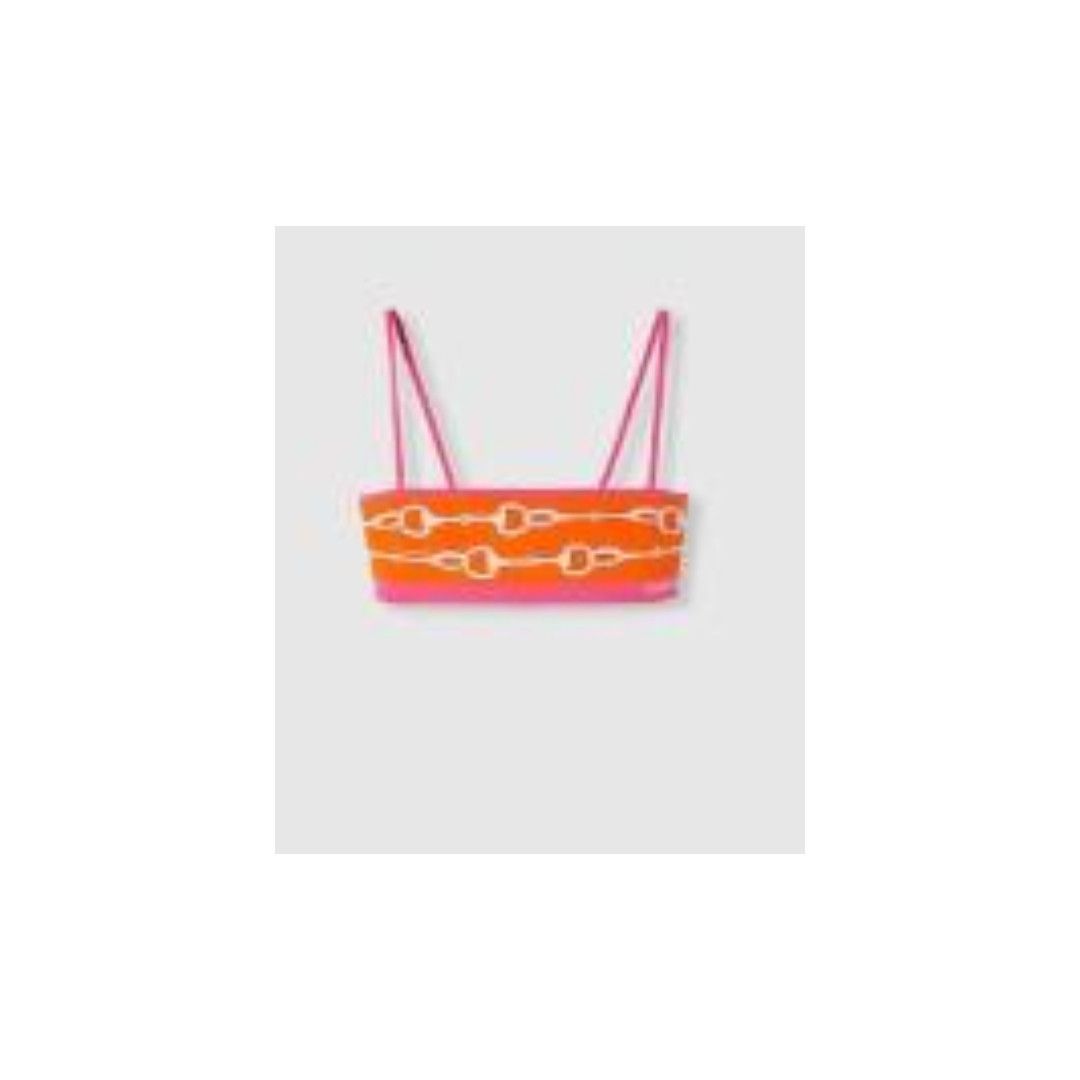 Gucci oc11z1125 Gucci Horsebit Stripe Print Silk Crop Top Size XS / US 0-2 / IT 36-38 - 2 Thumbnail