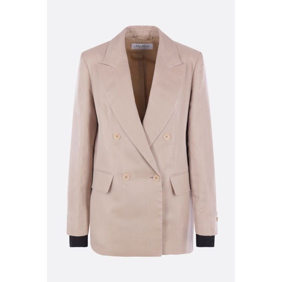 Max Mara MAX MARA Beige Feltro Linen Silk Double Breasted Jacket New Size M / US 6-8 / IT 42-44 - 1 Thumbnail