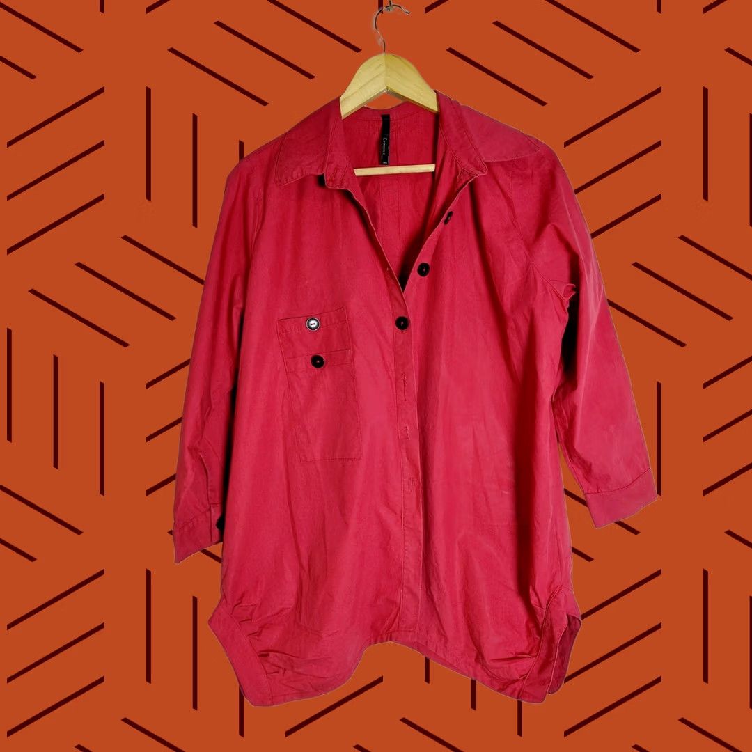 Vintage IC by Connie K Red Top Womens Woven Blouse M Size M / US 6-8 / IT 42-44 - 1 Thumbnail