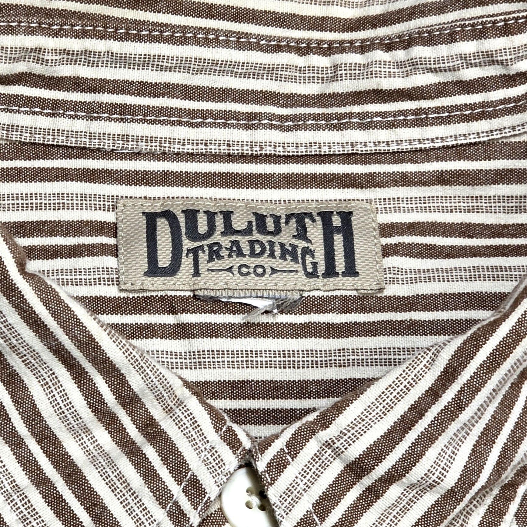 Duluth Trading Company Duluth Trading Co Men's Shirt Striped Brown Button Up Work Shirt Cotton Size XXL Size US XXL / EU 58 / 5 - 7 Thumbnail