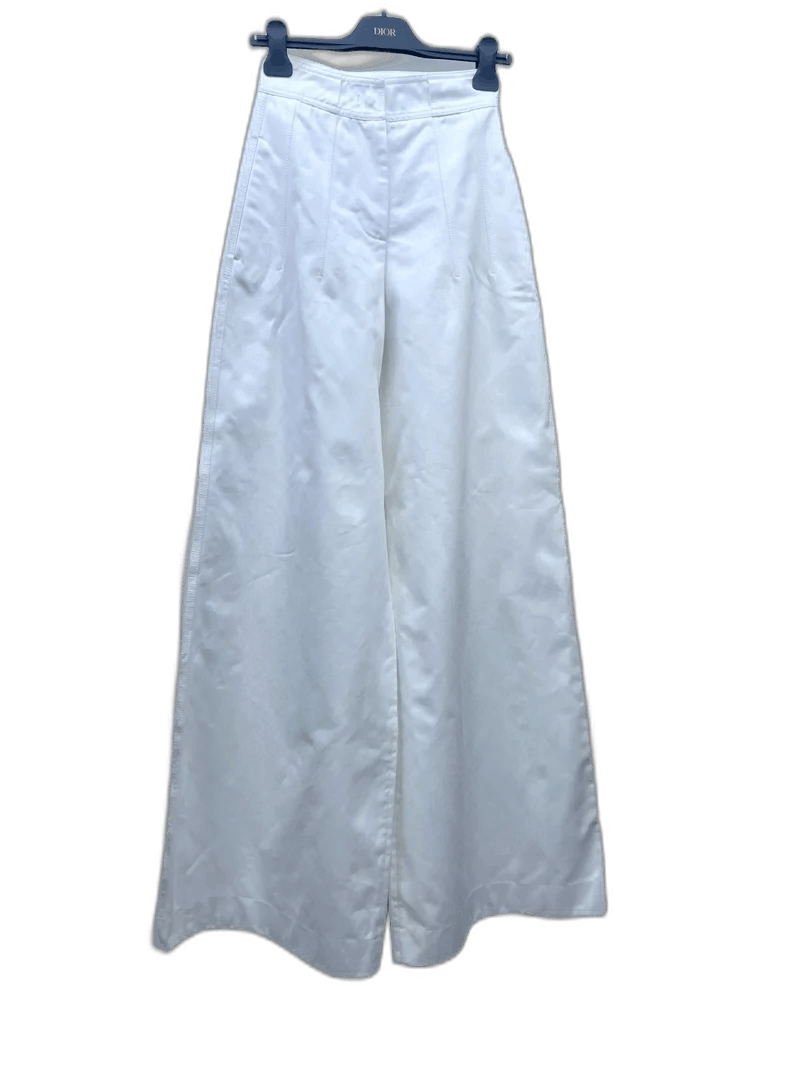 Dior Dior White Wide-Leg Pants with Missing Belt Size 32" / US 10 / IT 46 - 1 Thumbnail