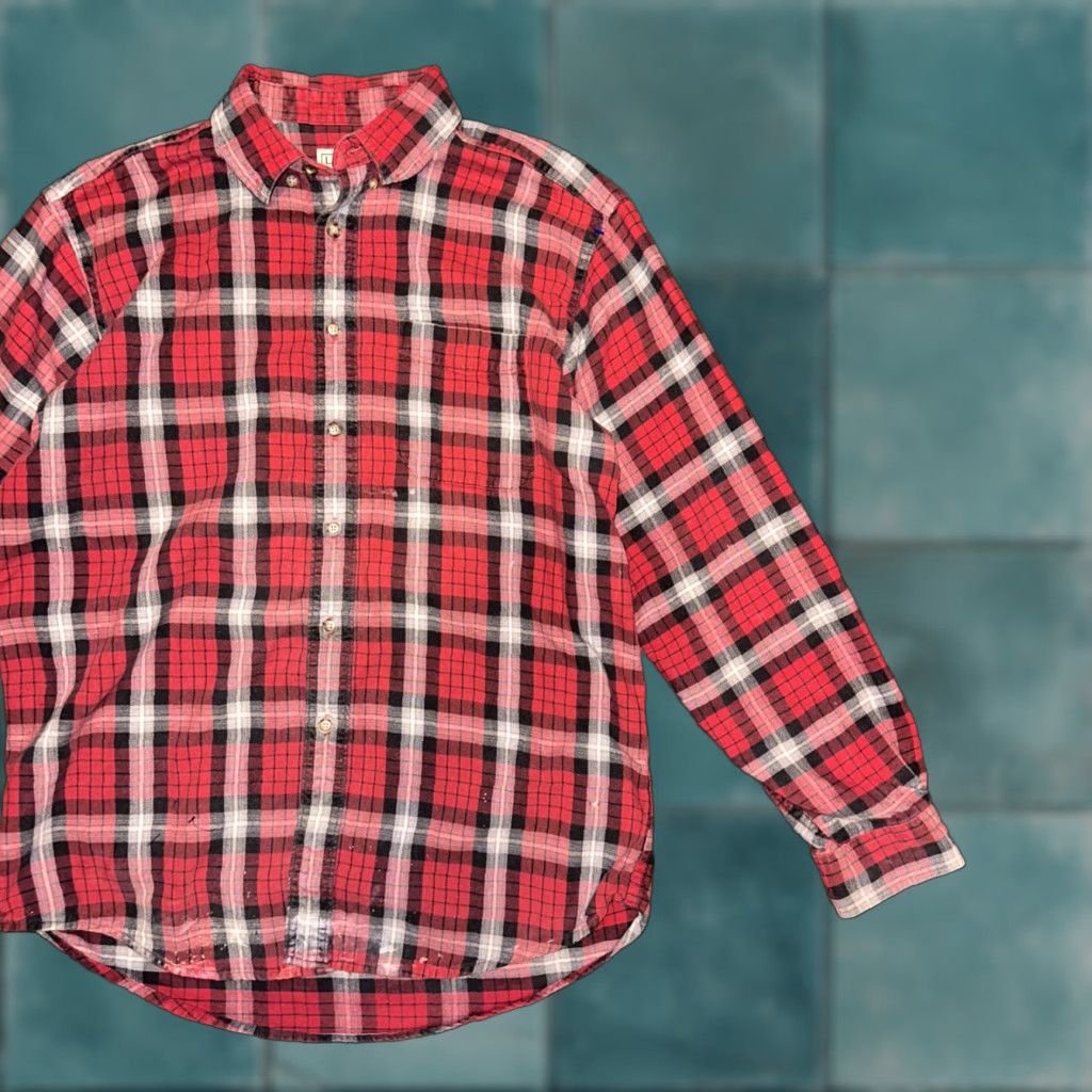 Vintage VINTAGE LL Bean Shirt Jacket Mens Medium Red Flannel Chore Barn Button Down Fall Basic Size US M / EU 48-50 / 2 - 1 Thumbnail