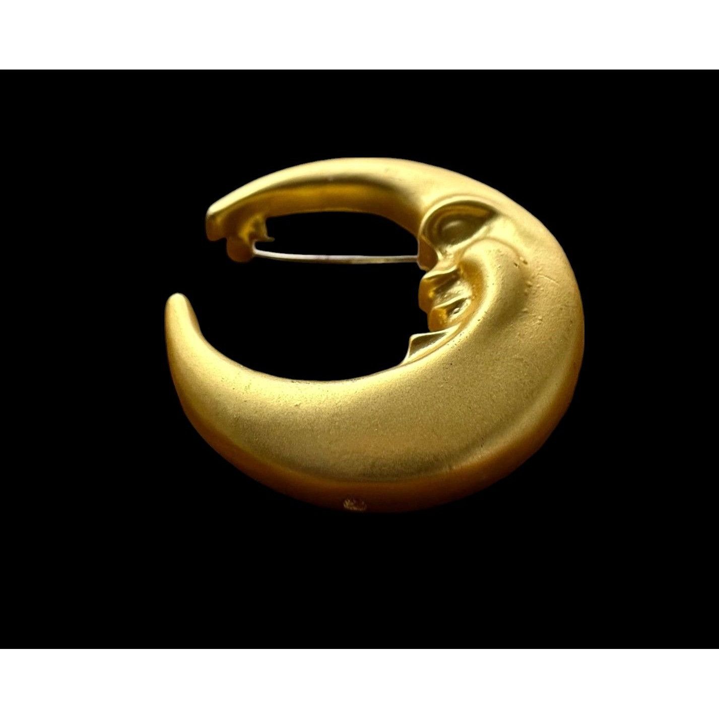 Handmade Crescent Moon Brooch Pin New Matte Gold Celestial Planet Ast Size ONE SIZE - 10 Thumbnail