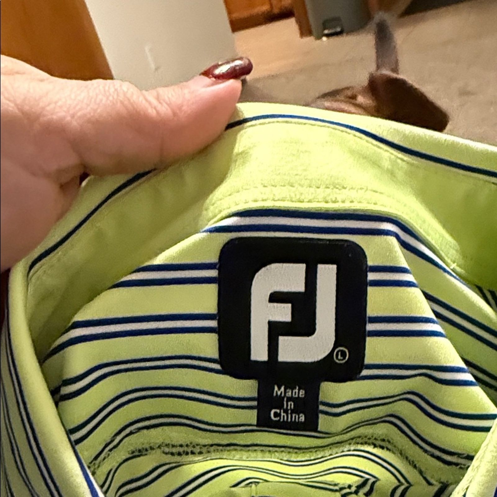 Footjoy FOOTJOY men’s striped athletic performance golf polo L Size US L / EU 52-54 / 3 - 2 Thumbnail