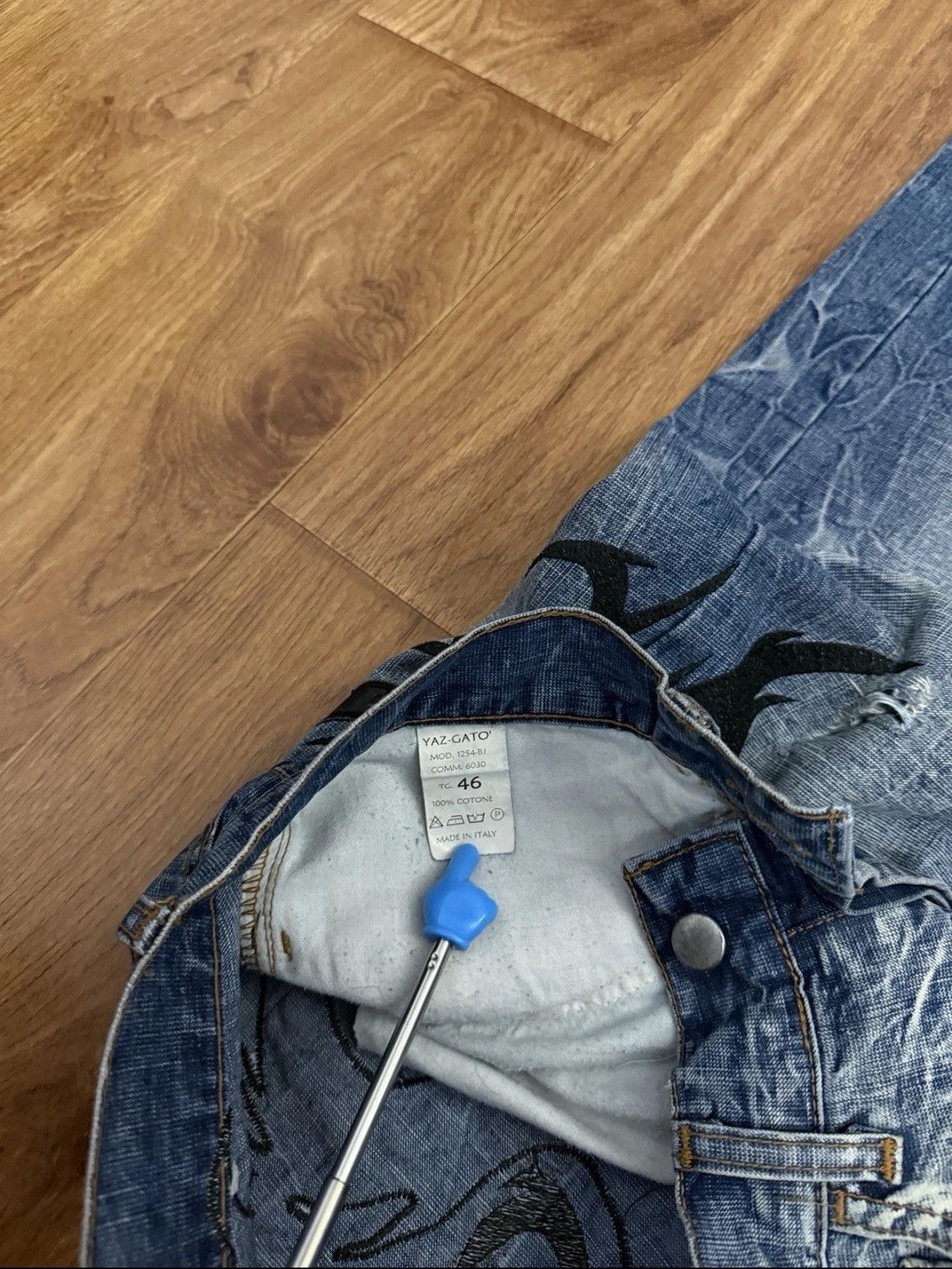 Other Y2K Jeans Embroidered Leather Dragon Rap Italy Made Sz 34/35 Size US 34 / EU 50 - 7 Thumbnail