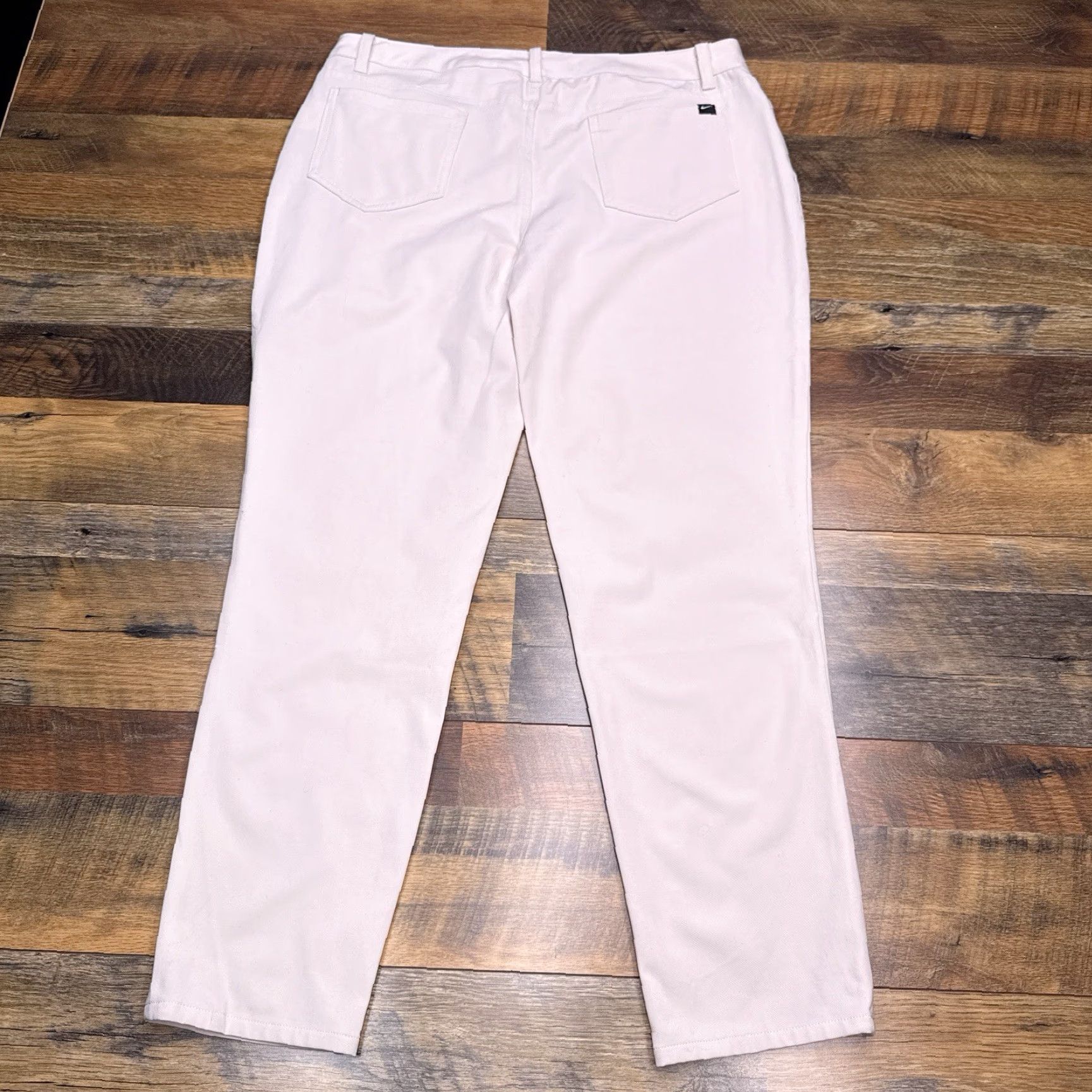 Nike Nike Dri-FIT Slim Fit Pants Womens 14 Beige Mid Rise Stretch Activewear Tapered Inseam 28 in Knit Cotton Blend Khakis Regular Women Mens? Size 36" / US 14 / IT 50 - 3 Thumbnail
