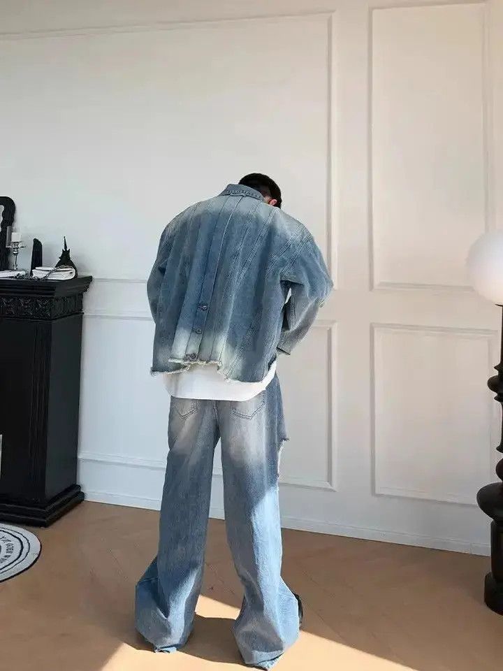 Japanese Brand Baggy Ripped y2k jeans pants obersized casual hip Hop holes Size US 32 / EU 48 - 6 Thumbnail