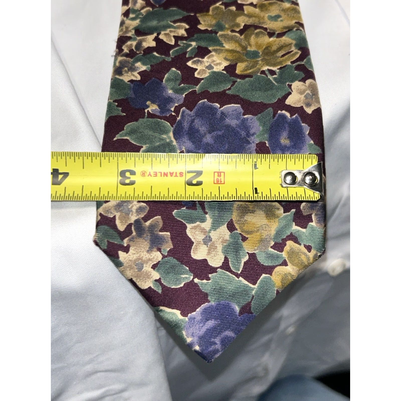 Lands' End VTG Lands' End Tie Men Silk Multi-Color Floral Geometric EUC Made In USA MENS Tie Size ONE SIZE - 6 Thumbnail